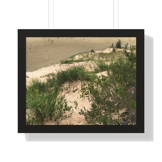 Sand Dunes Framed Horizontal Poster, Michigan Beach Framed Print, Lake Life Frame Poster