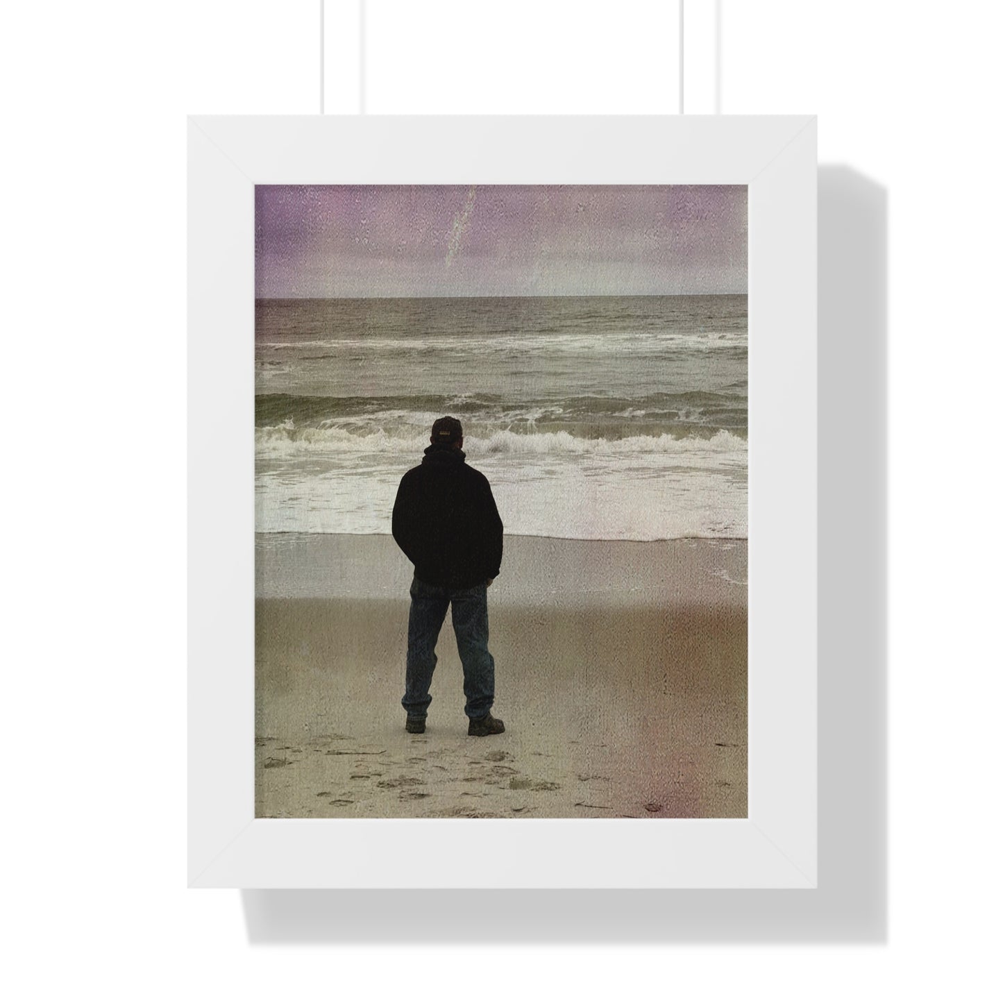 Retired Sailor Framed Vertical Poster, Ocean Beach Print, Calm Water Meditation Framed Poster