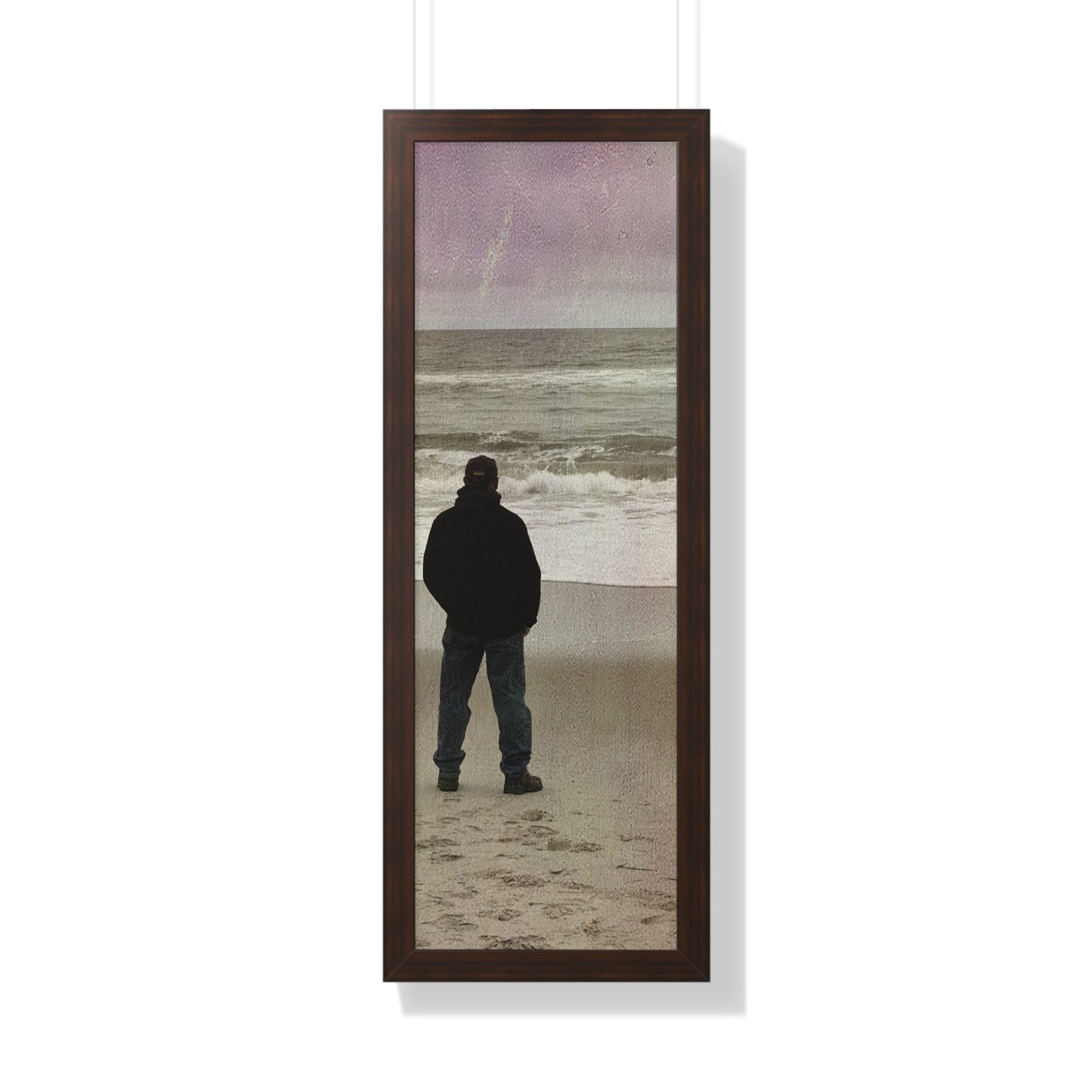 Retired Sailor Framed Vertical Poster, Ocean Beach Print, Calm Water Meditation Framed Poster