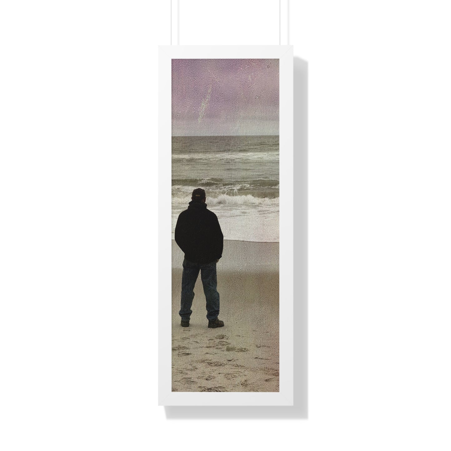 Retired Sailor Framed Vertical Poster, Ocean Beach Print, Calm Water Meditation Framed Poster