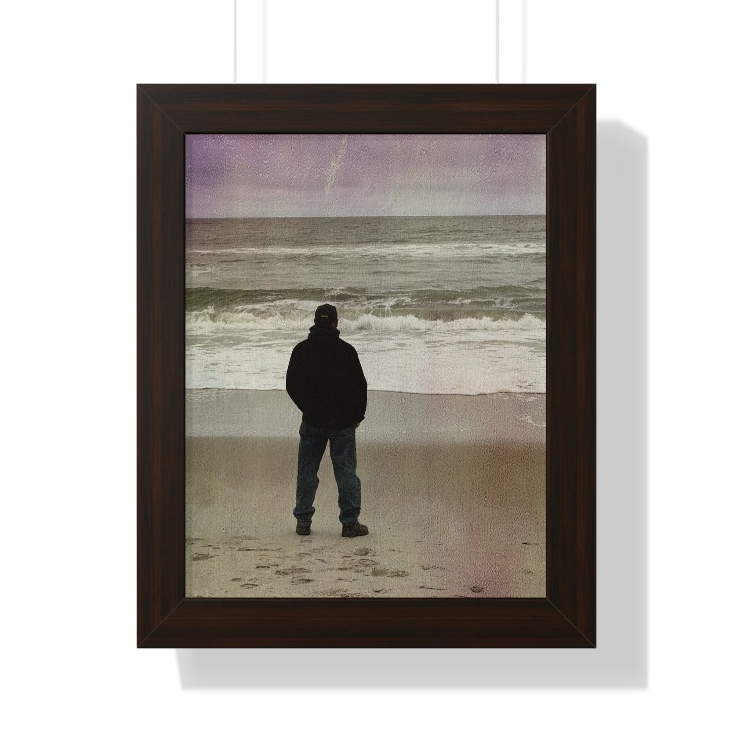 Retired Sailor Framed Vertical Poster, Ocean Beach Print, Calm Water Meditation Framed Poster