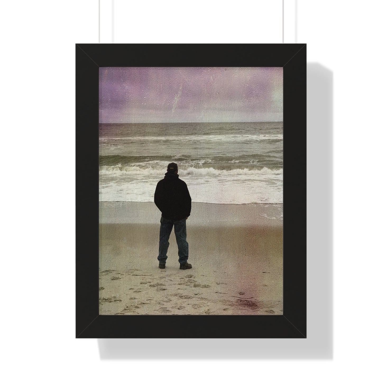 Retired Sailor Framed Vertical Poster, Ocean Beach Print, Calm Water Meditation Framed Poster