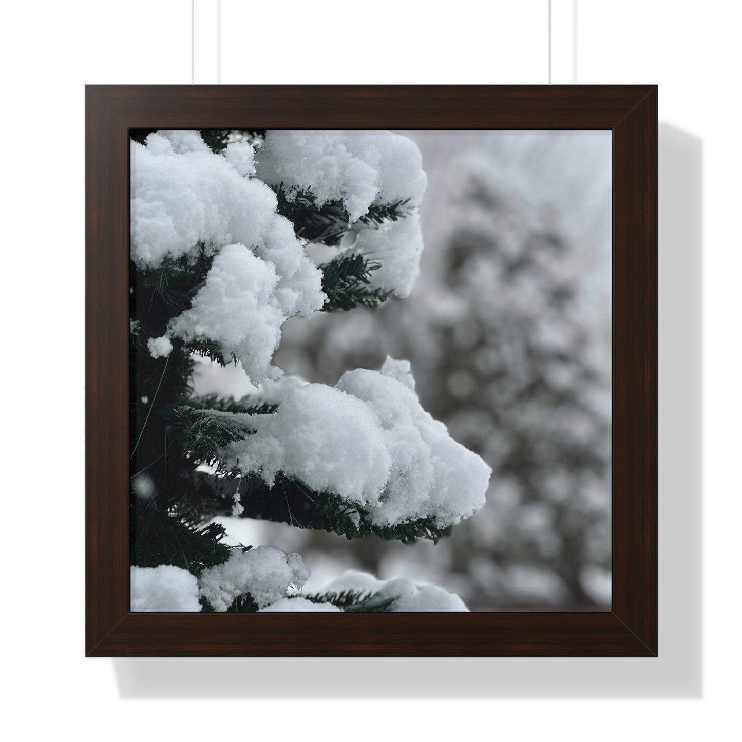 Winter Pine Tree Framed Vertical Poster, Snow on Balsam Tree Print, Winter Snow Scene Framed Print