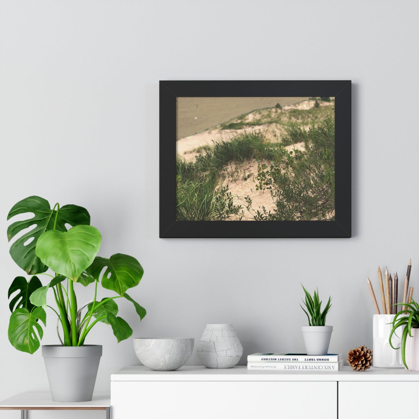 Sand Dunes Framed Horizontal Poster, Michigan Beach Framed Print, Lake Life Frame Poster