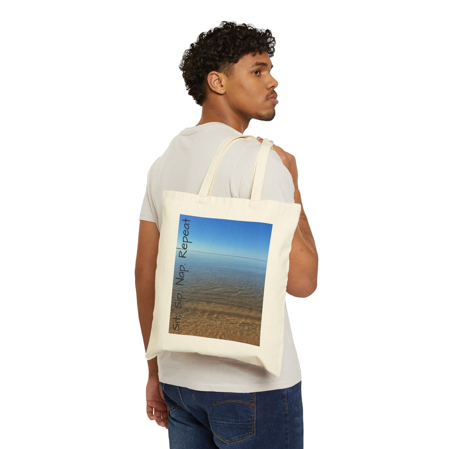 Sit, Sip, Nap. Repeat Tote Bag. Beach Cotton Bay.  Ocean Canvas Tote.