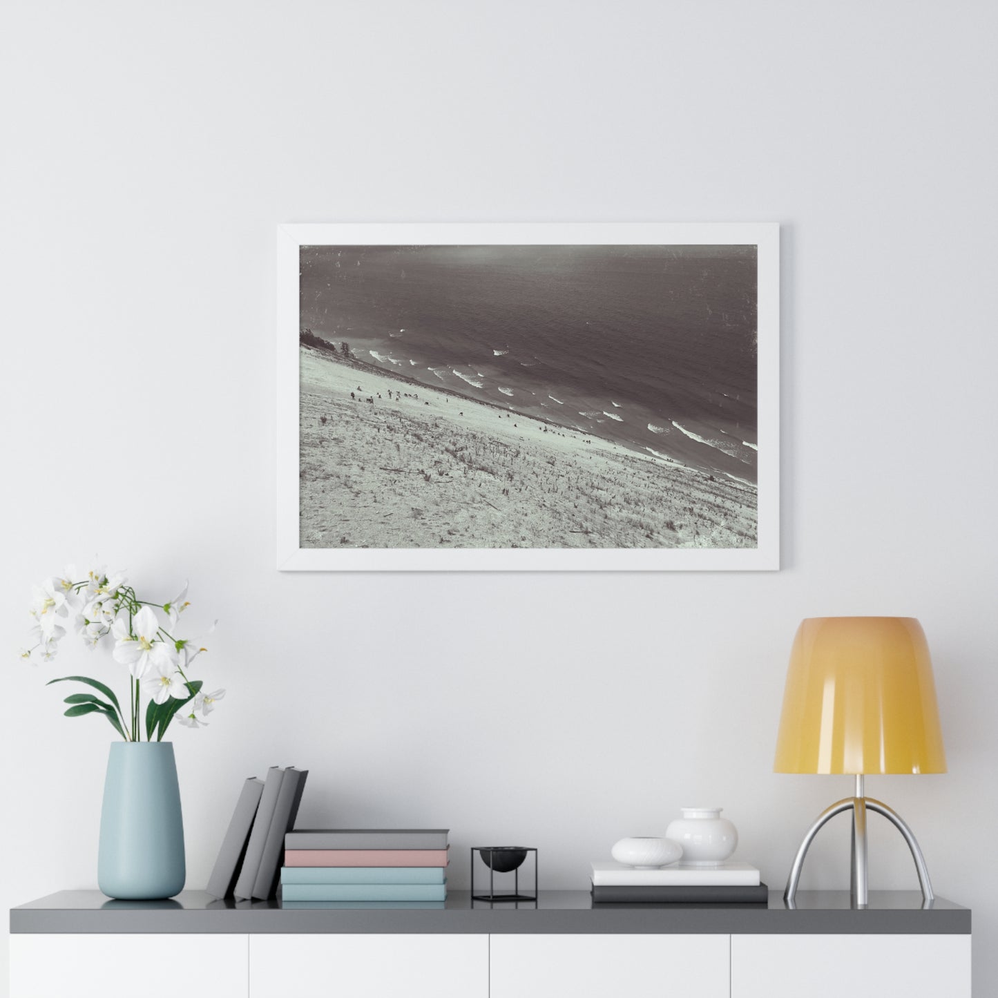 Sand Dunes Framed Horizontal Poster, Lake Michigan Beach Print, Sleeping Bear Dunes Framed Poster