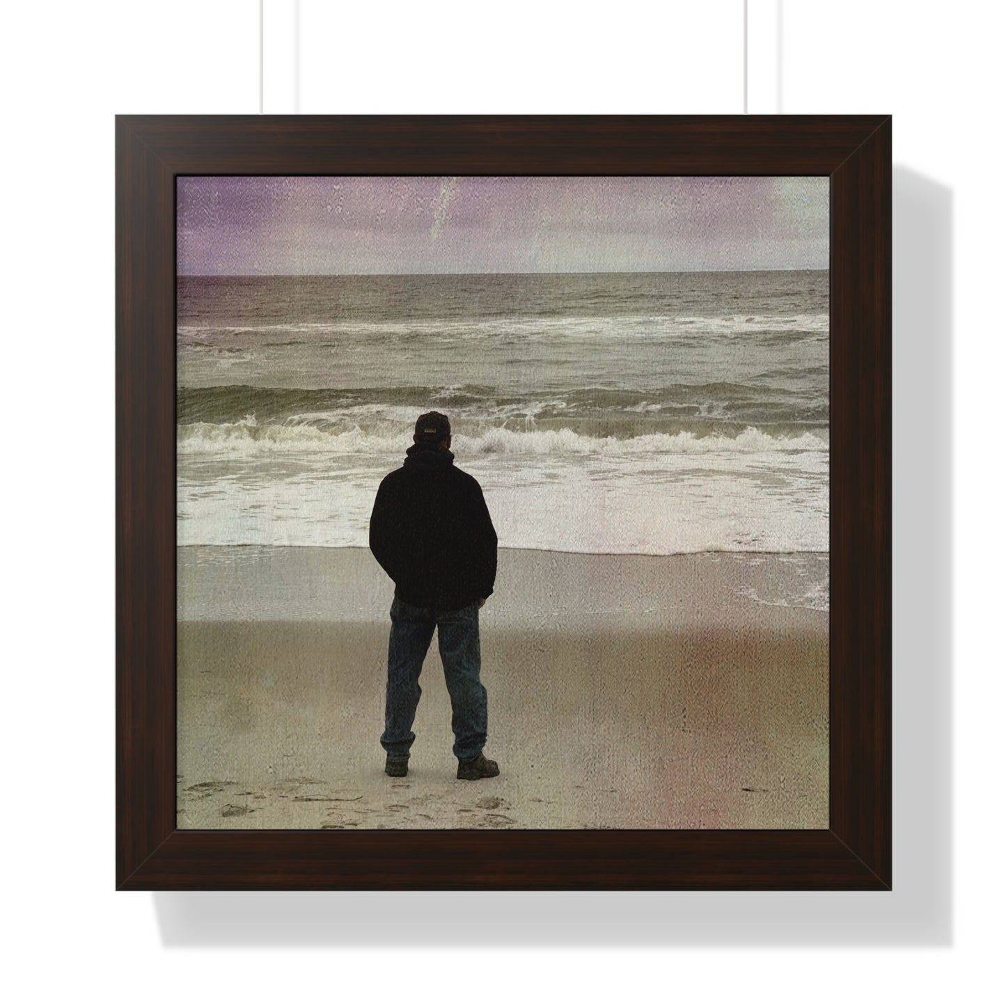 Retired Sailor Framed Vertical Poster, Ocean Beach Print, Calm Water Meditation Framed Poster