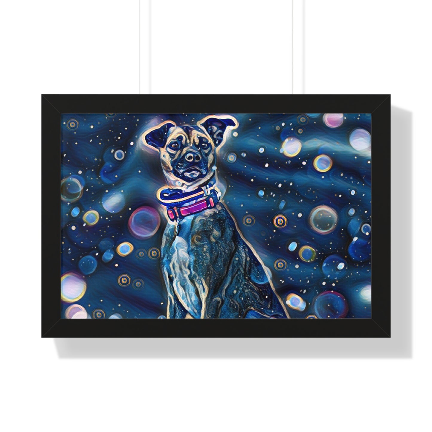 Blue Dog Framed Horizontal Poster, Pop Art Dog Print, Unique Art Dog Framed Print