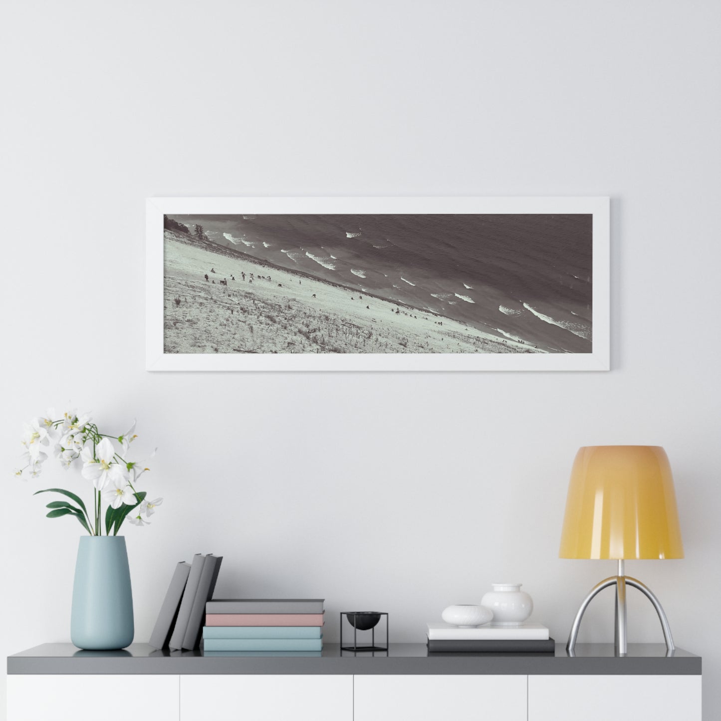 Sand Dunes Framed Horizontal Poster, Lake Michigan Beach Print, Sleeping Bear Dunes Framed Poster