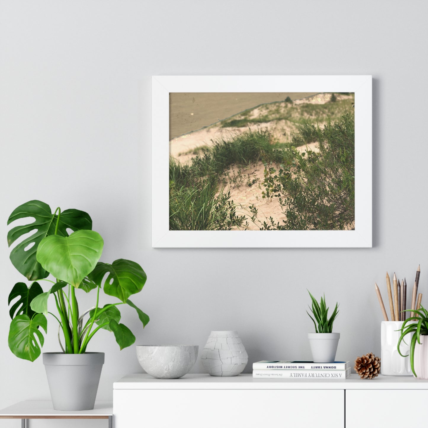 Sand Dunes Framed Horizontal Poster, Michigan Beach Framed Print, Lake Life Frame Poster