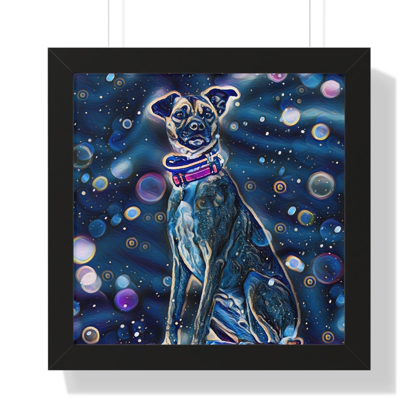 Blue Dog Framed Horizontal Poster, Pop Art Dog Print, Unique Art Dog Framed Print