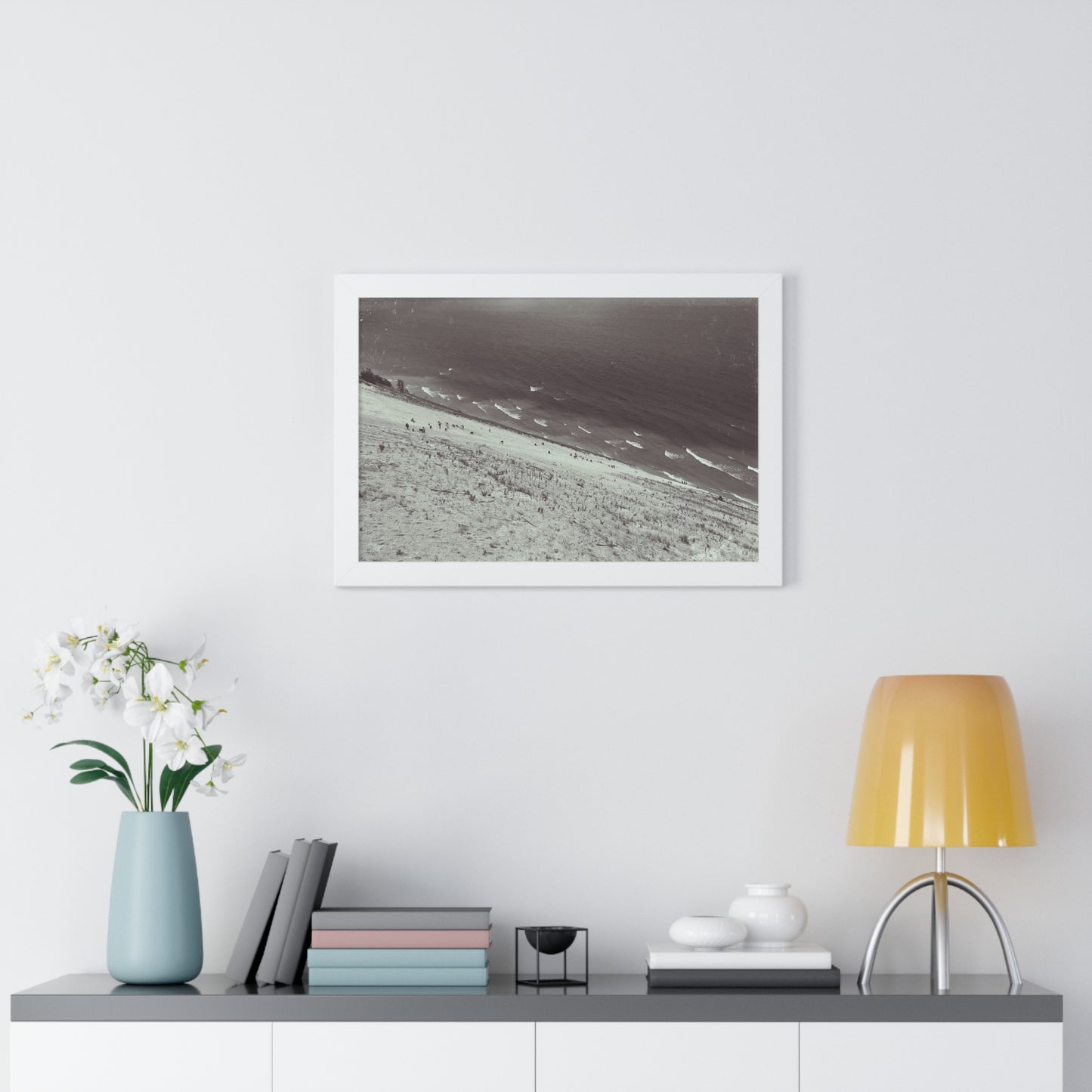 Sand Dunes Framed Horizontal Poster, Lake Michigan Beach Print, Sleeping Bear Dunes Framed Poster