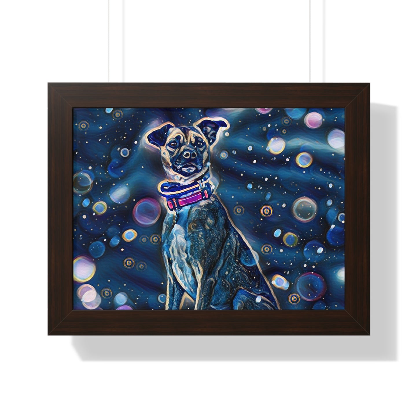 Blue Dog Framed Horizontal Poster, Pop Art Dog Print, Unique Art Dog Framed Print