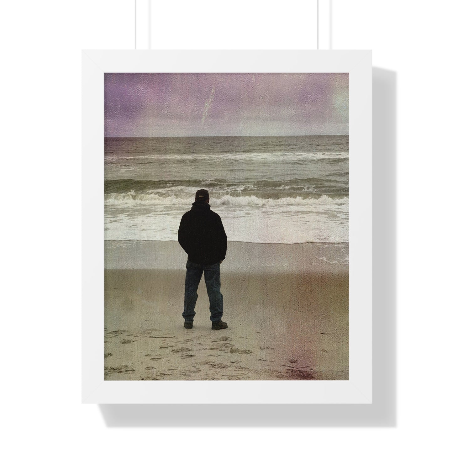 Retired Sailor Framed Vertical Poster, Ocean Beach Print, Calm Water Meditation Framed Poster