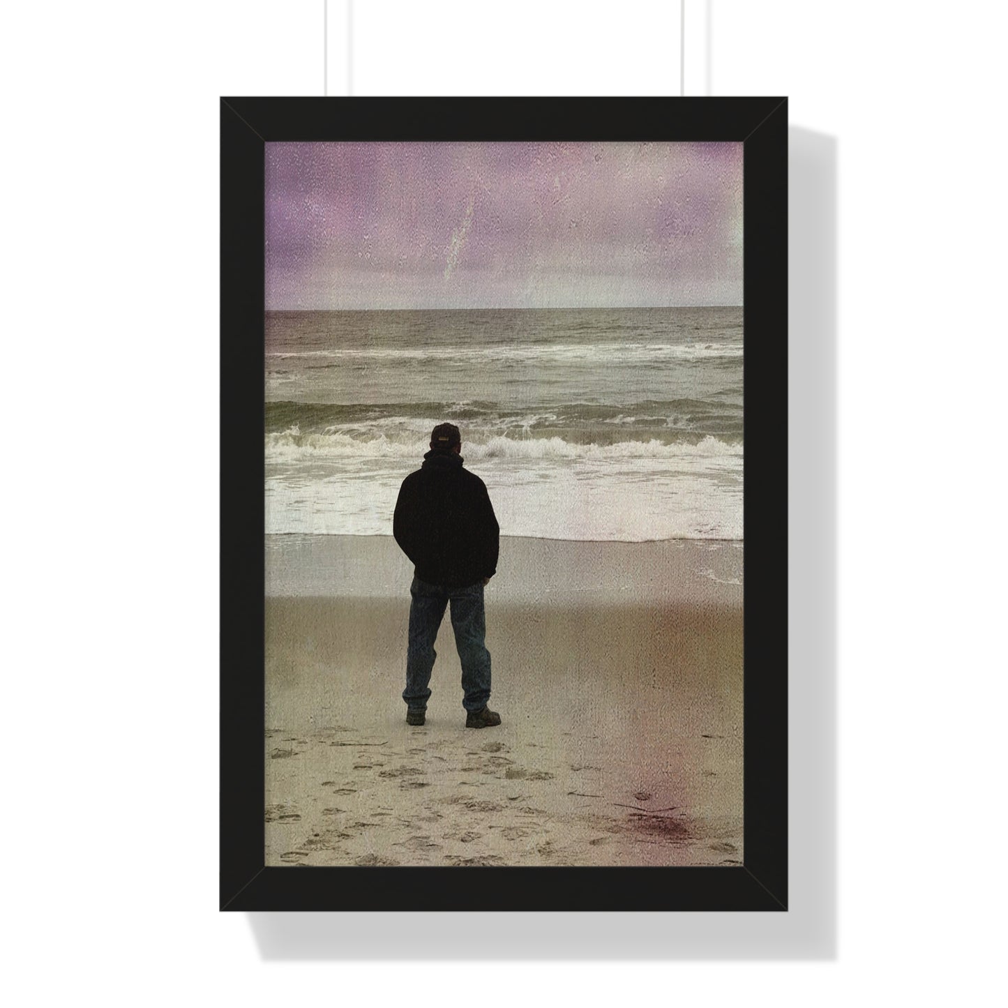 Retired Sailor Framed Vertical Poster, Ocean Beach Print, Calm Water Meditation Framed Poster