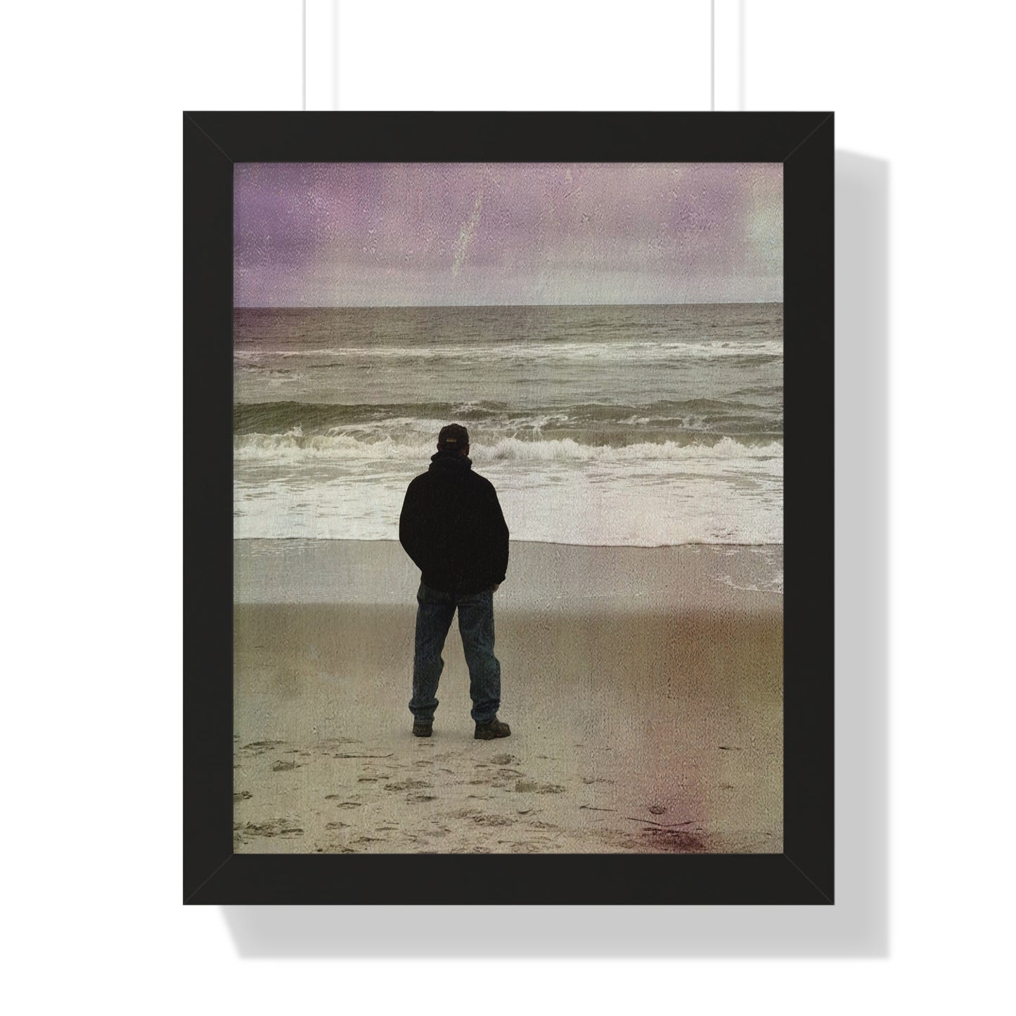 Retired Sailor Framed Vertical Poster, Ocean Beach Print, Calm Water Meditation Framed Poster