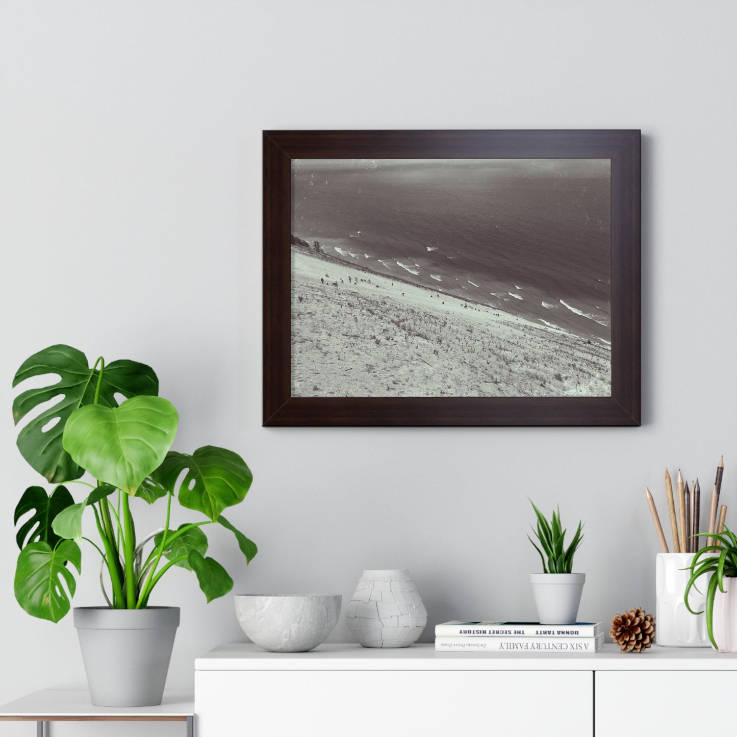 Sand Dunes Framed Horizontal Poster, Lake Michigan Beach Print, Sleeping Bear Dunes Framed Poster