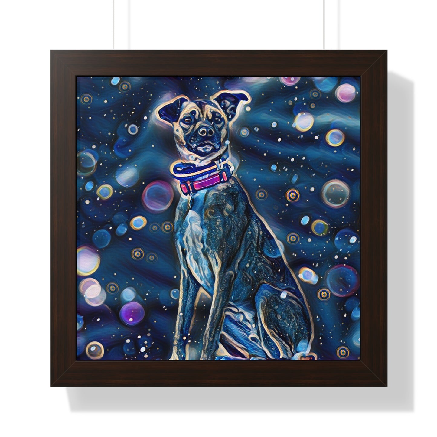 Blue Dog Framed Horizontal Poster, Pop Art Dog Print, Unique Art Dog Framed Print