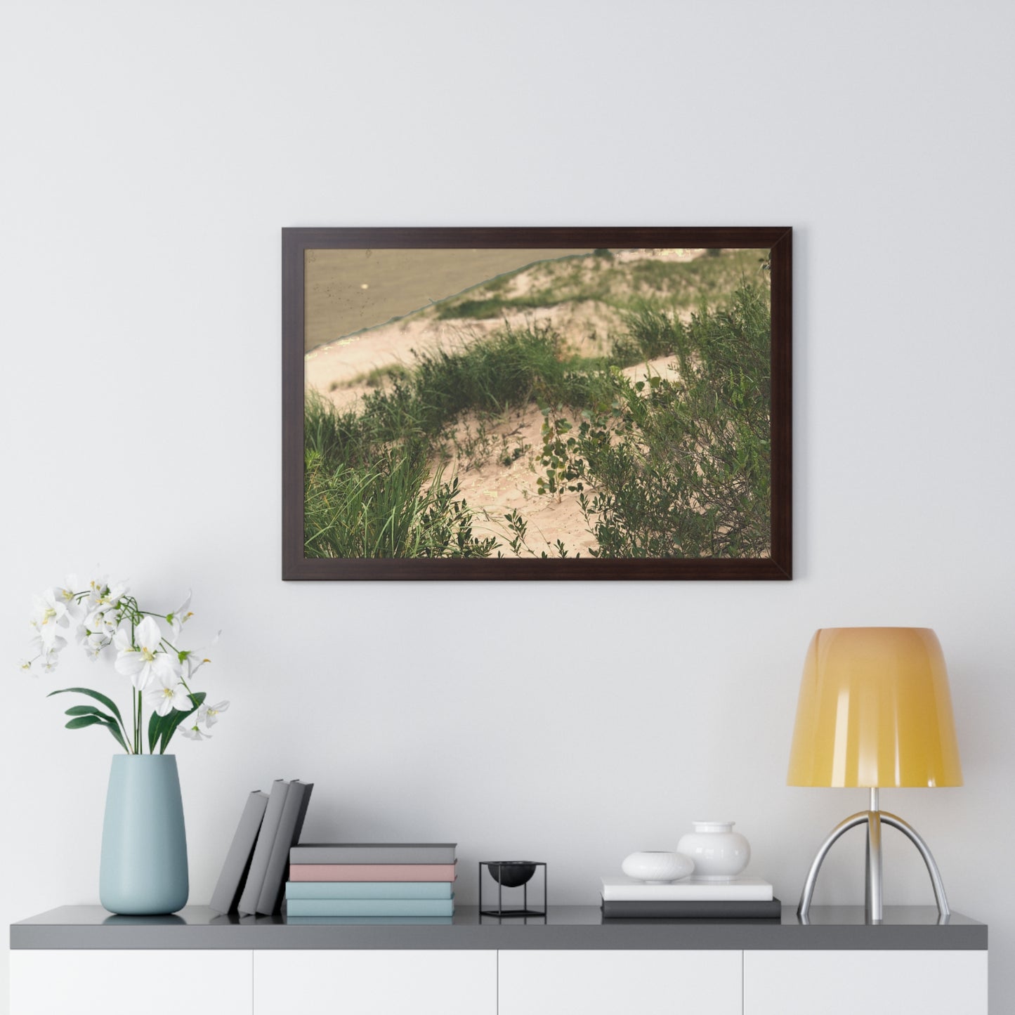 Sand Dunes Framed Horizontal Poster, Michigan Beach Framed Print, Lake Life Frame Poster