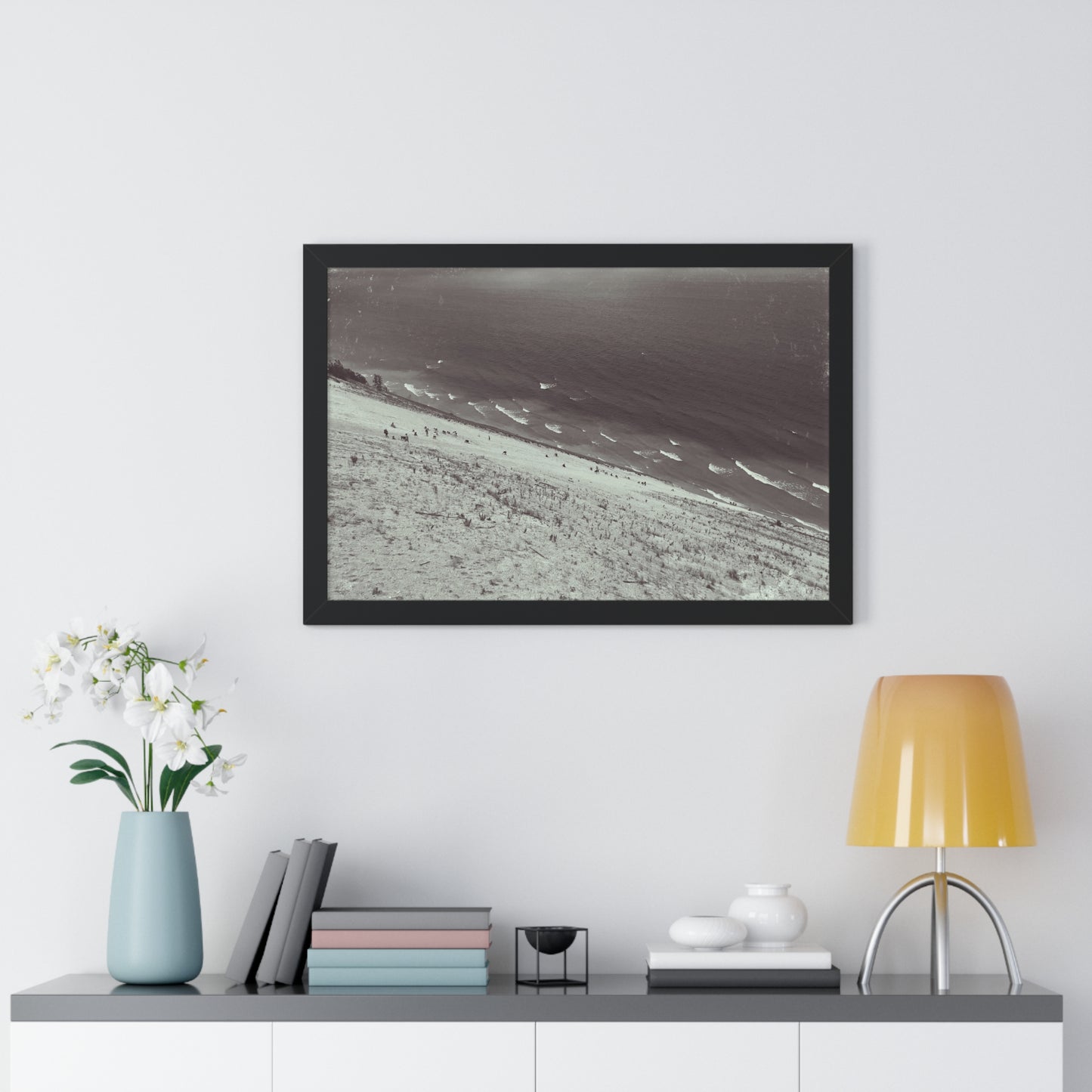 Sand Dunes Framed Horizontal Poster, Lake Michigan Beach Print, Sleeping Bear Dunes Framed Poster