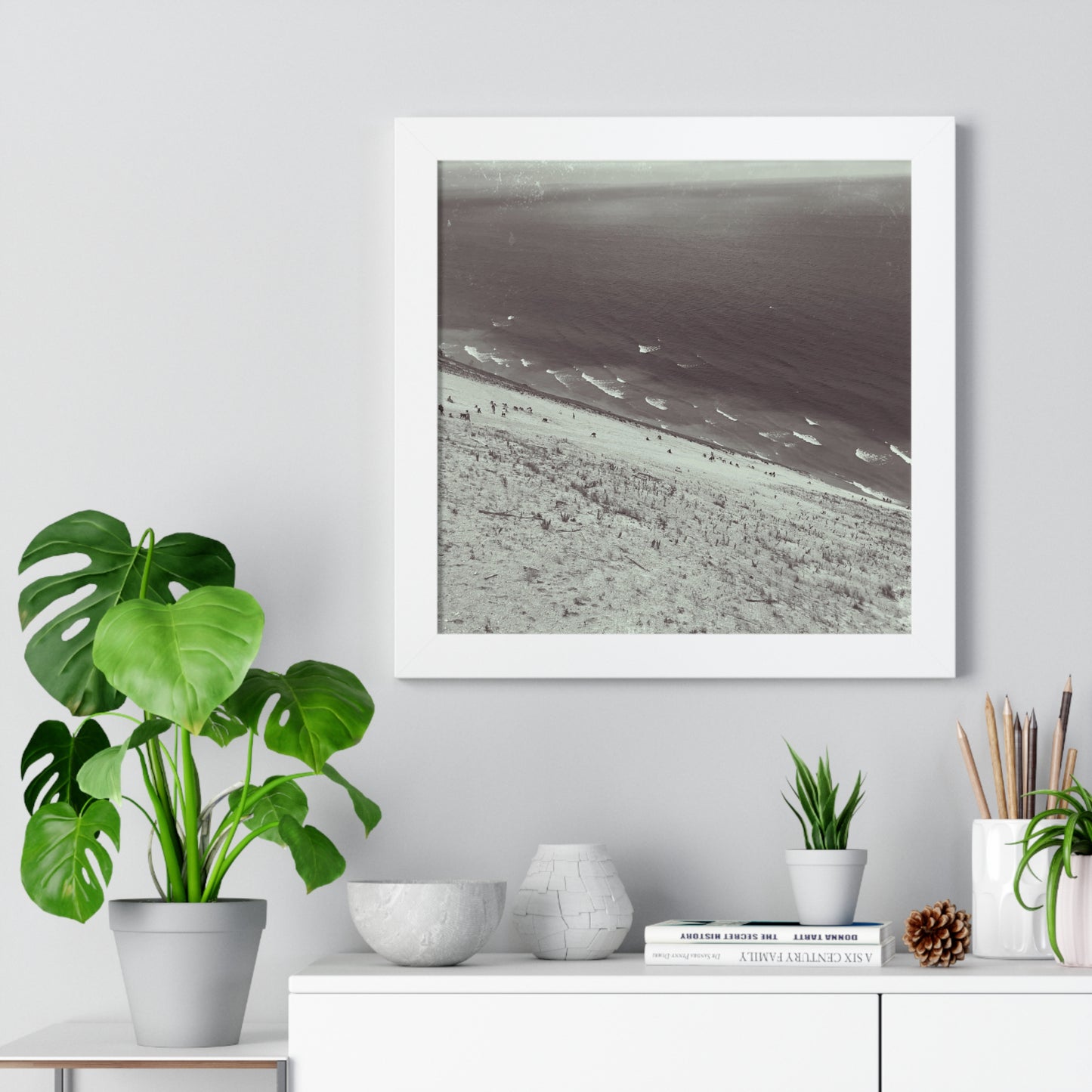 Sand Dunes Framed Horizontal Poster, Lake Michigan Beach Print, Sleeping Bear Dunes Framed Poster