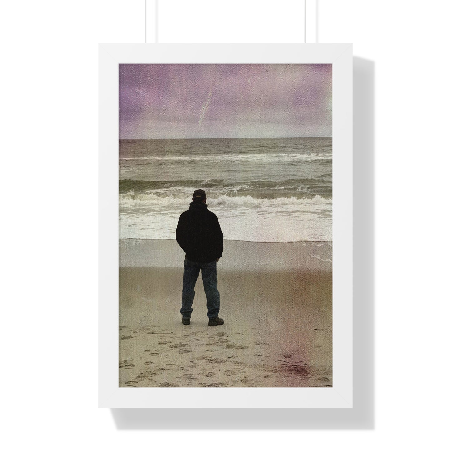 Retired Sailor Framed Vertical Poster, Ocean Beach Print, Calm Water Meditation Framed Poster