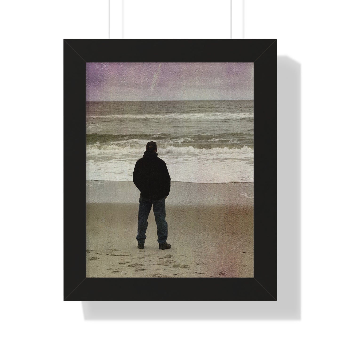 Retired Sailor Framed Vertical Poster, Ocean Beach Print, Calm Water Meditation Framed Poster