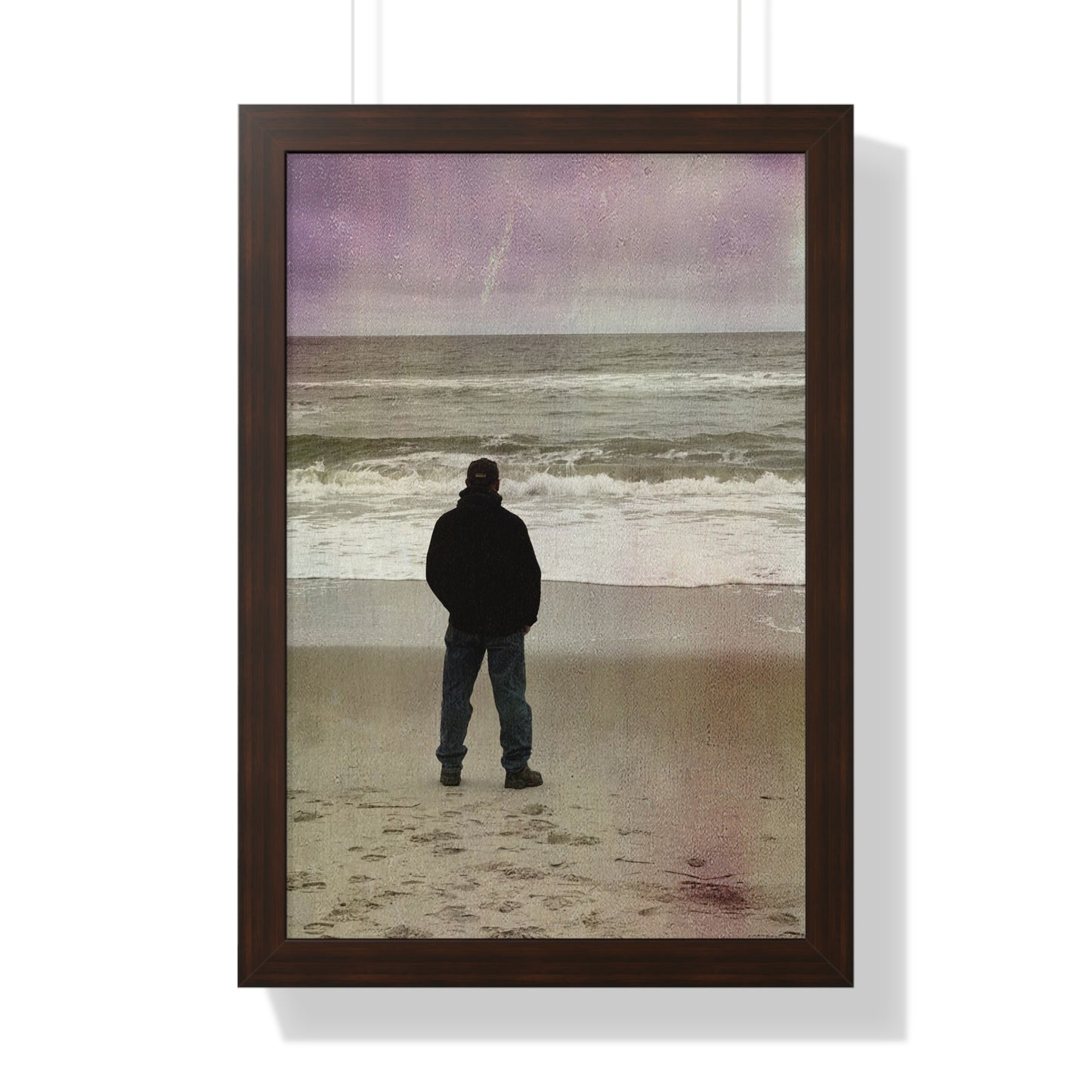 Retired Sailor Framed Vertical Poster, Ocean Beach Print, Calm Water Meditation Framed Poster