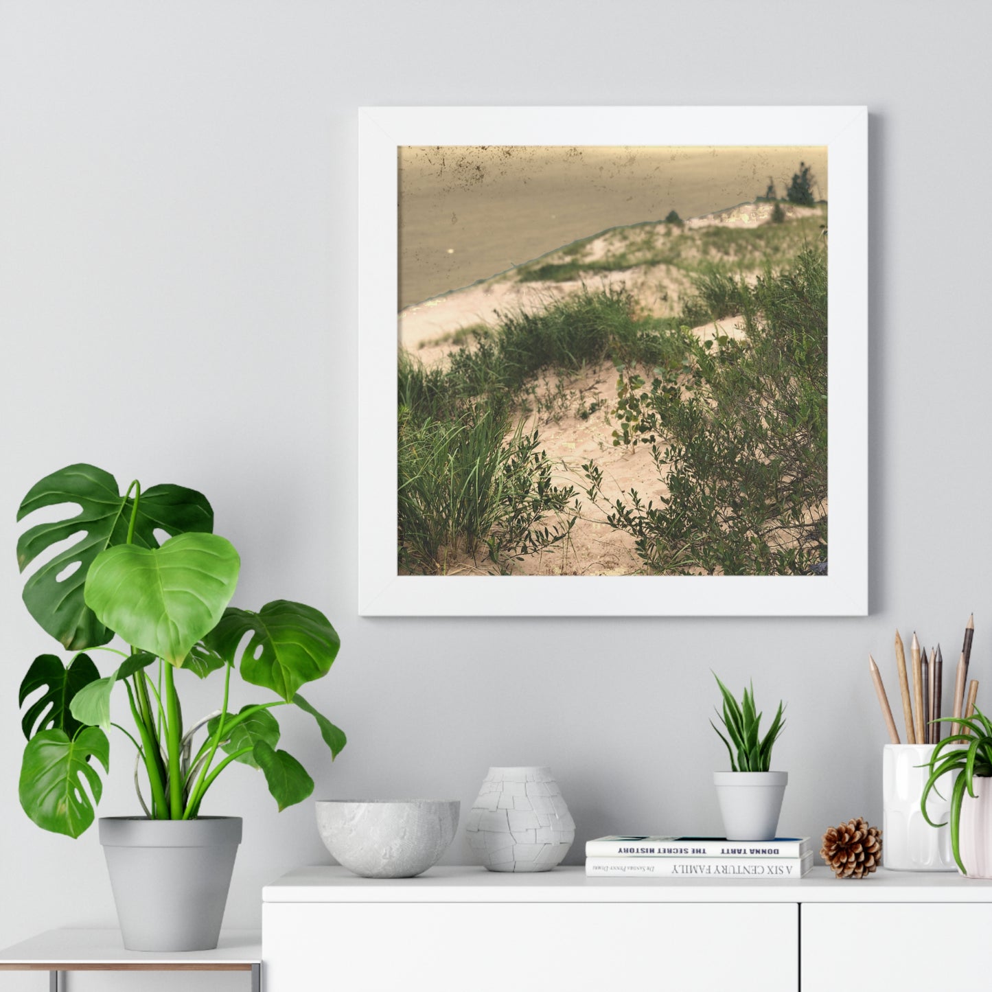 Sand Dunes Framed Horizontal Poster, Michigan Beach Framed Print, Lake Life Frame Poster