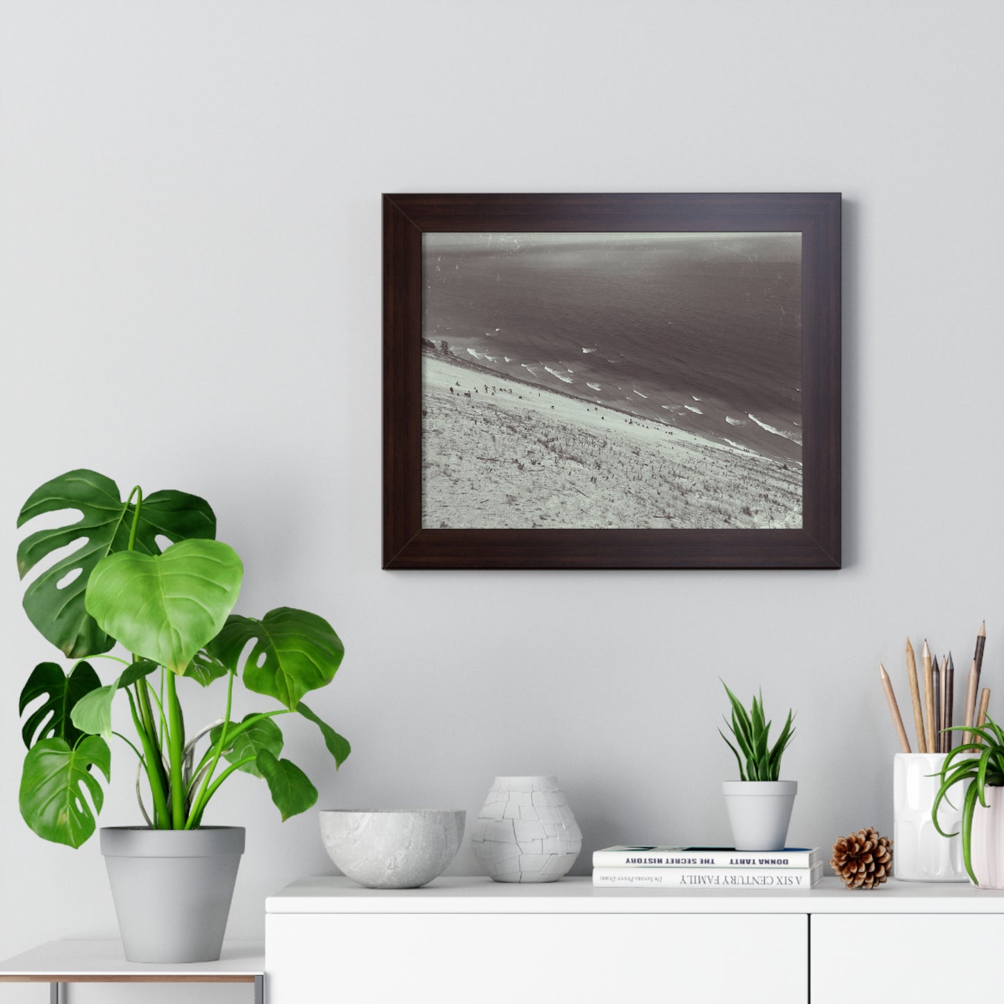 Sand Dunes Framed Horizontal Poster, Lake Michigan Beach Print, Sleeping Bear Dunes Framed Poster