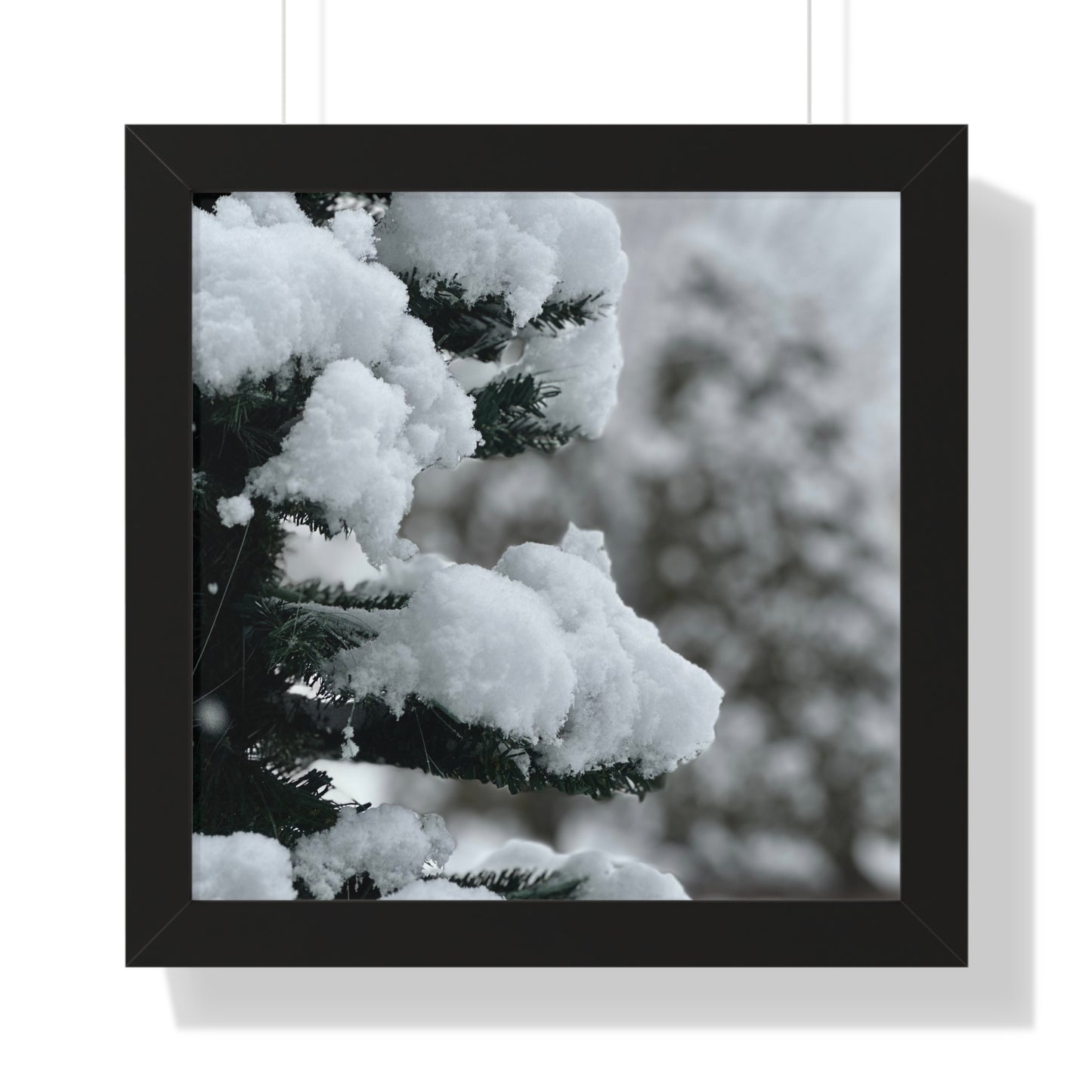 Winter Pine Tree Framed Vertical Poster, Snow on Balsam Tree Print, Winter Snow Scene Framed Print