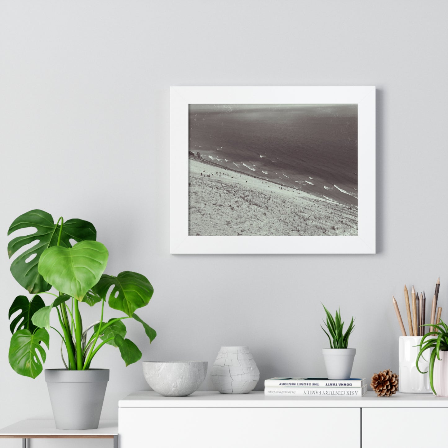 Sand Dunes Framed Horizontal Poster, Lake Michigan Beach Print, Sleeping Bear Dunes Framed Poster