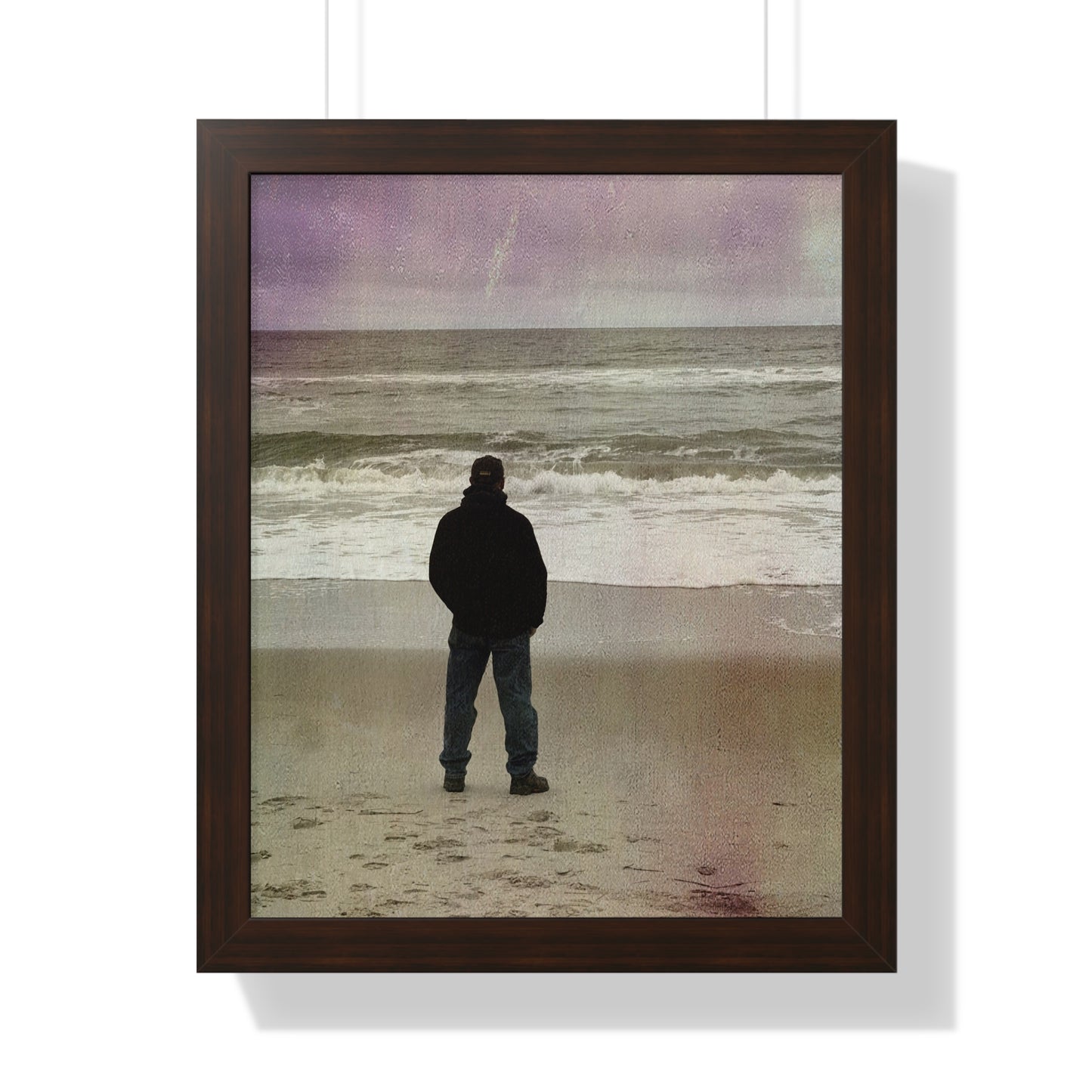 Retired Sailor Framed Vertical Poster, Ocean Beach Print, Calm Water Meditation Framed Poster