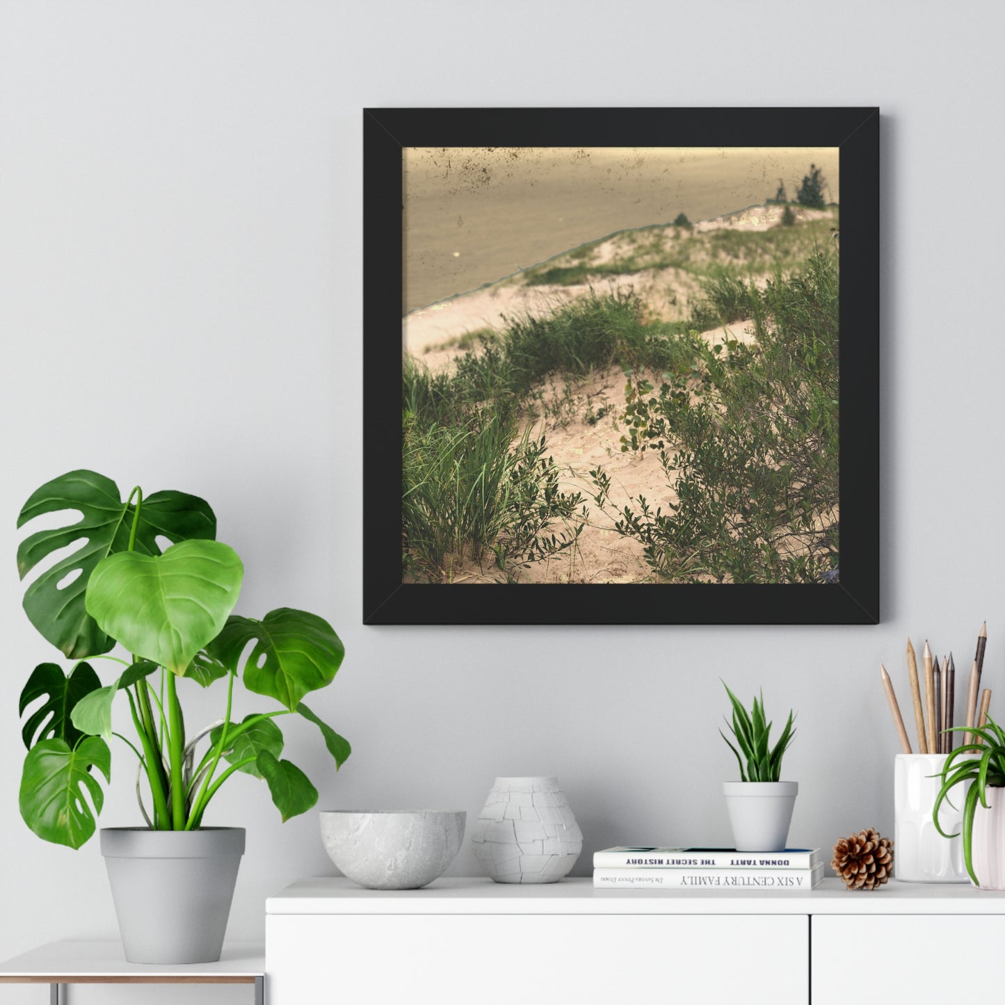 Sand Dunes Framed Horizontal Poster, Michigan Beach Framed Print, Lake Life Frame Poster