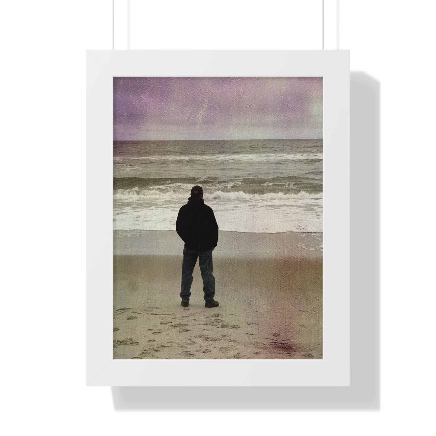 Retired Sailor Framed Vertical Poster, Ocean Beach Print, Calm Water Meditation Framed Poster