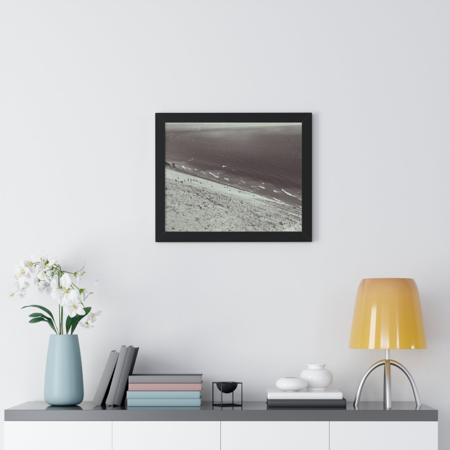 Sand Dunes Framed Horizontal Poster, Lake Michigan Beach Print, Sleeping Bear Dunes Framed Poster