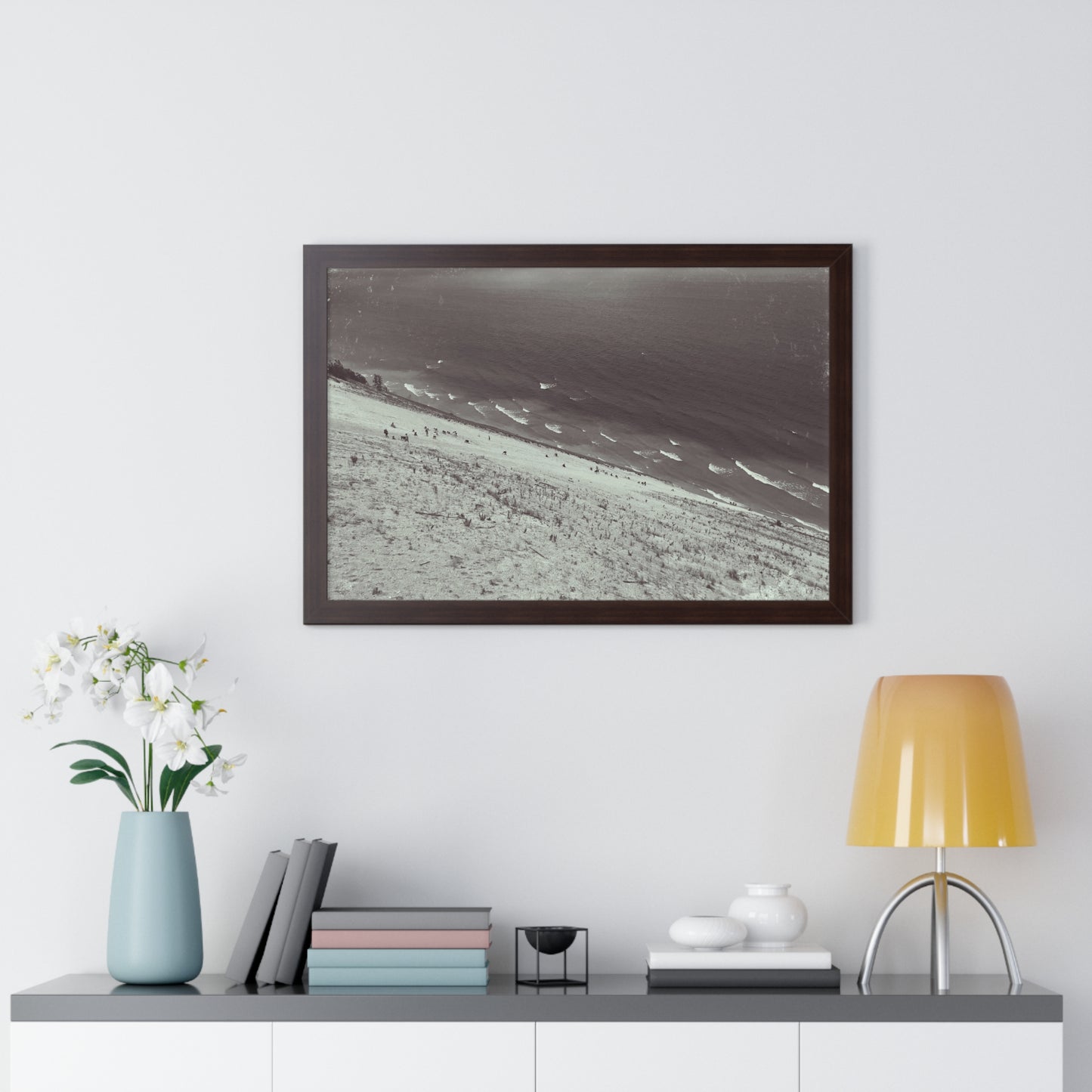 Sand Dunes Framed Horizontal Poster, Lake Michigan Beach Print, Sleeping Bear Dunes Framed Poster