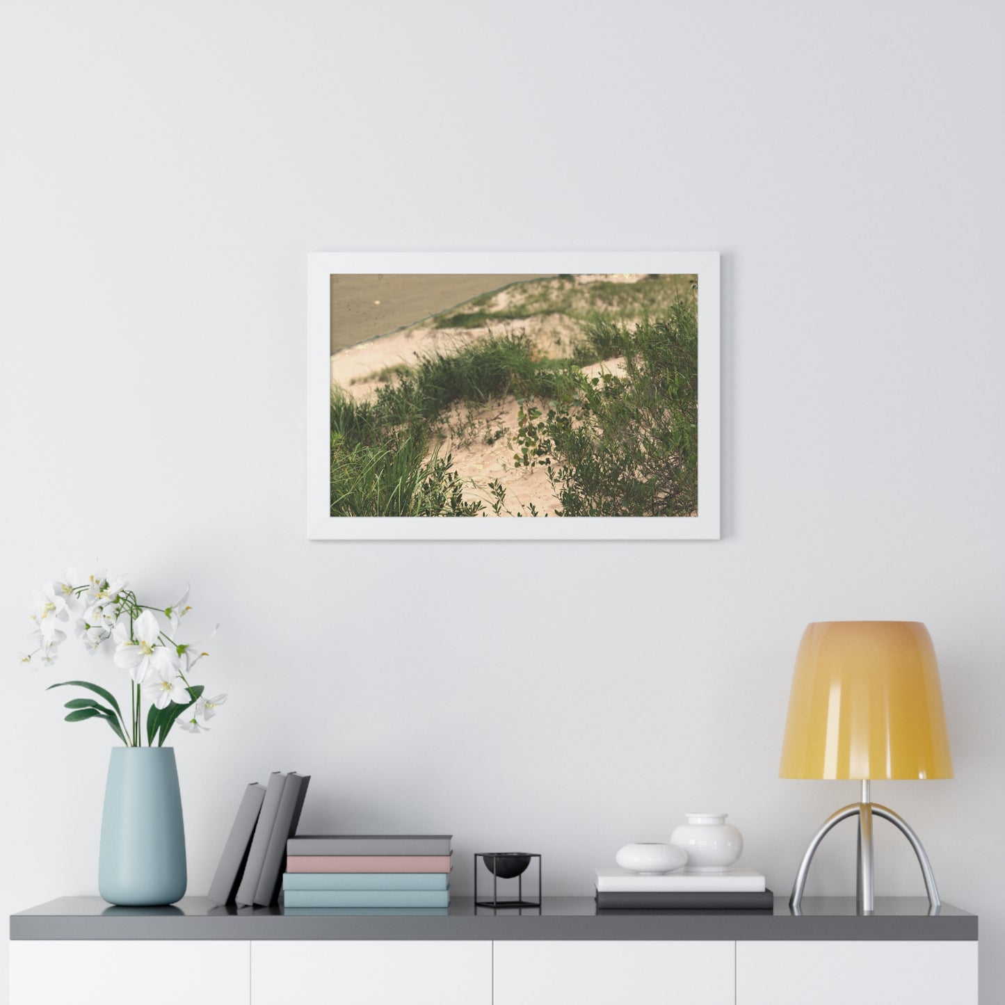 Sand Dunes Framed Horizontal Poster, Michigan Beach Framed Print, Lake Life Frame Poster