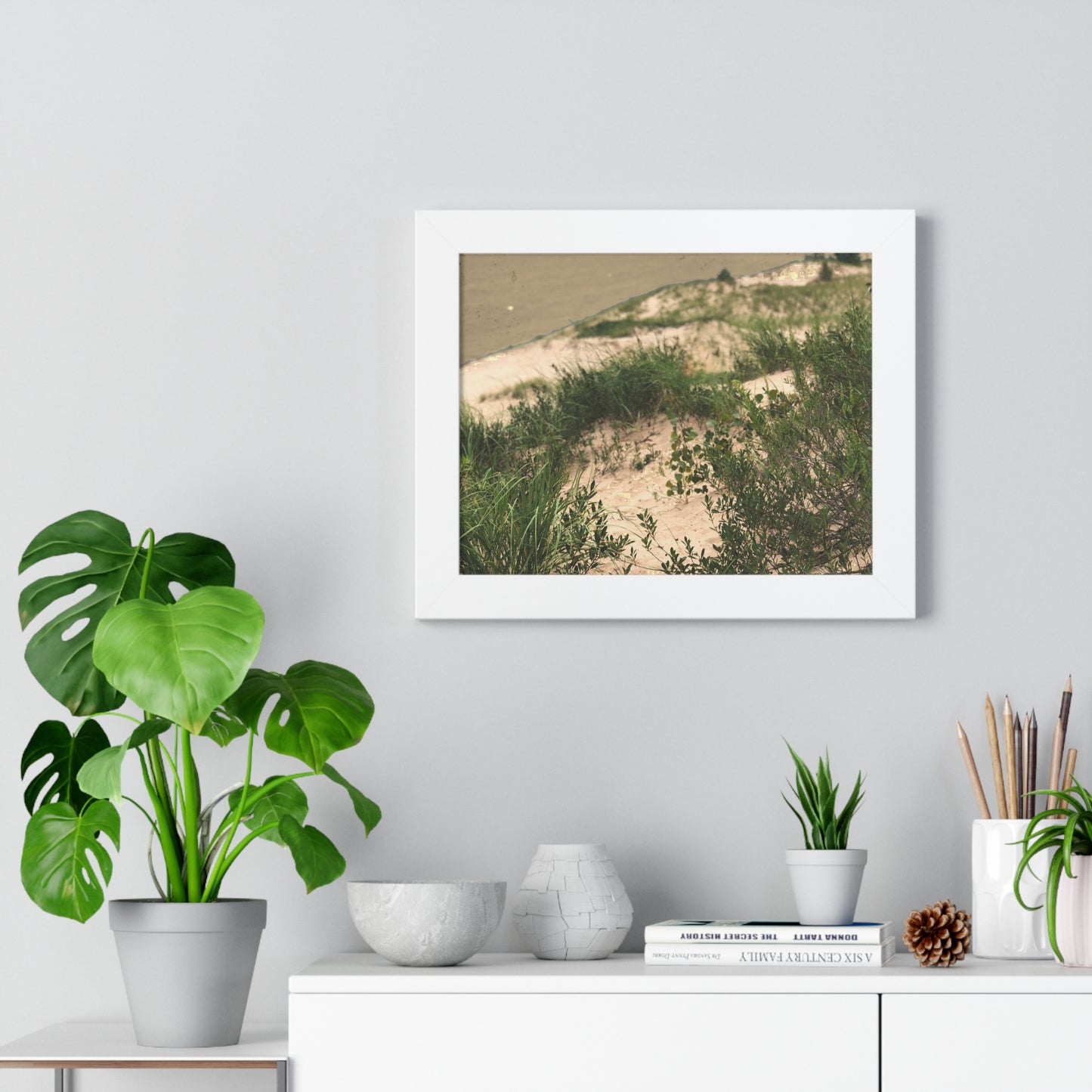 Sand Dunes Framed Horizontal Poster, Michigan Beach Framed Print, Lake Life Frame Poster