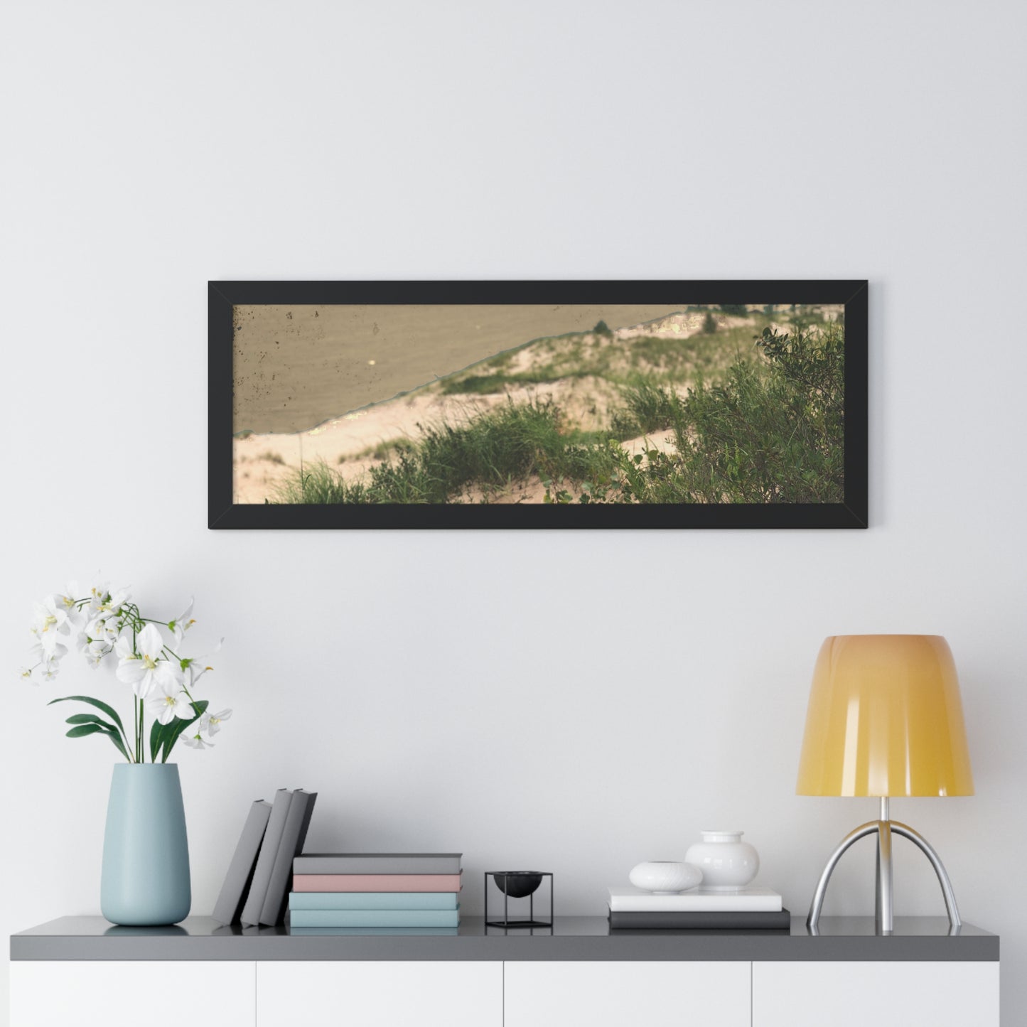 Sand Dunes Framed Horizontal Poster, Michigan Beach Framed Print, Lake Life Frame Poster