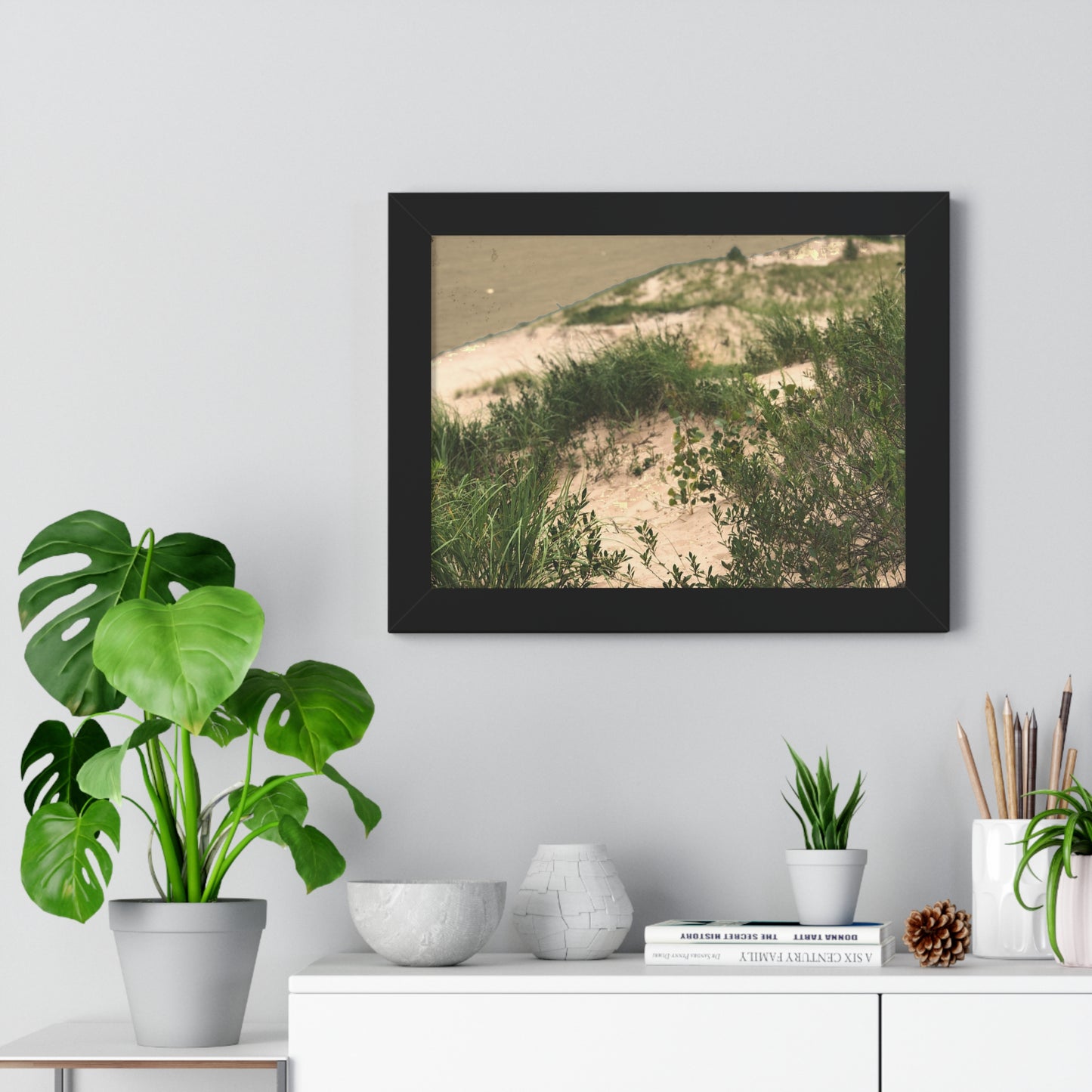 Sand Dunes Framed Horizontal Poster, Michigan Beach Framed Print, Lake Life Frame Poster