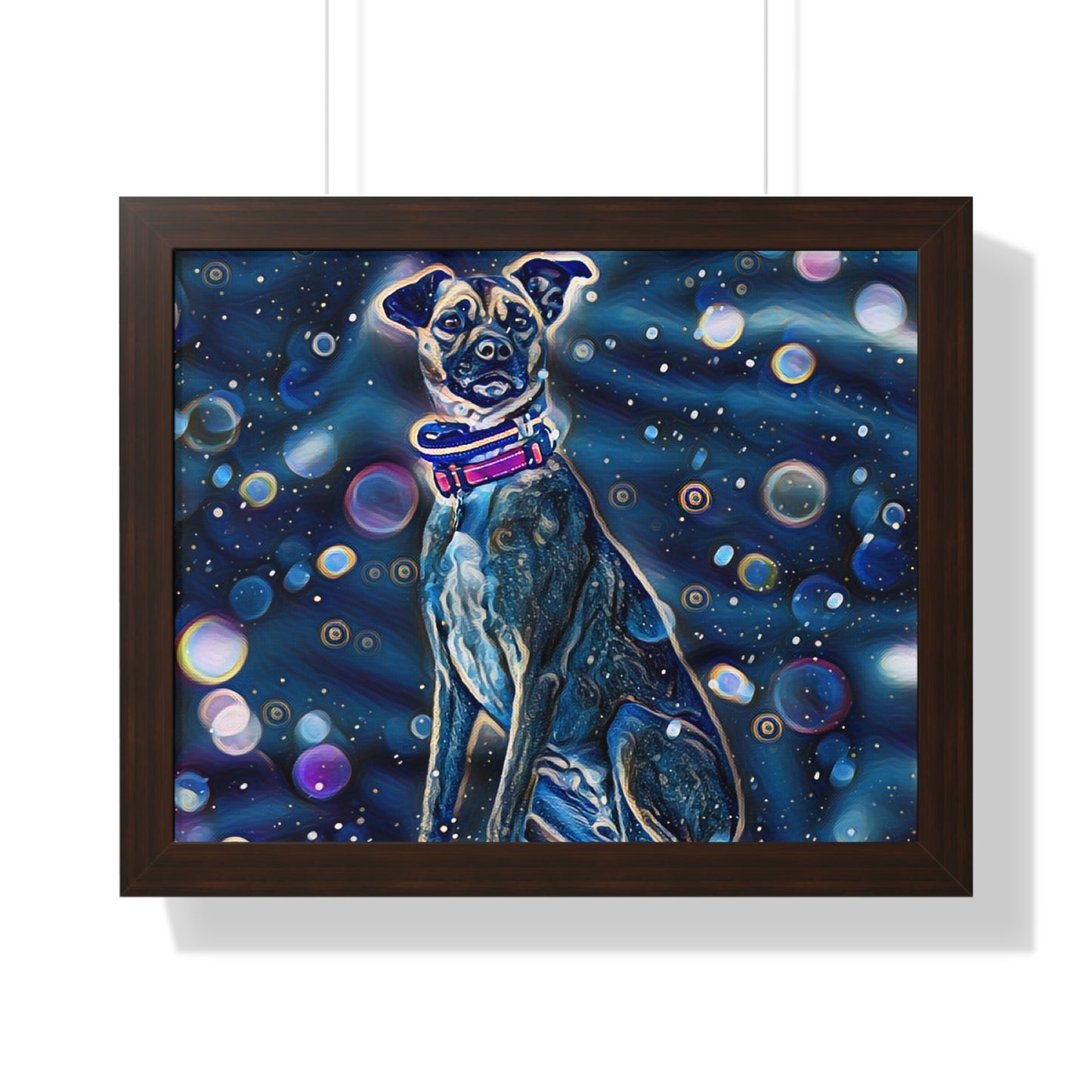 Blue Dog Framed Horizontal Poster, Pop Art Dog Print, Unique Art Dog Framed Print