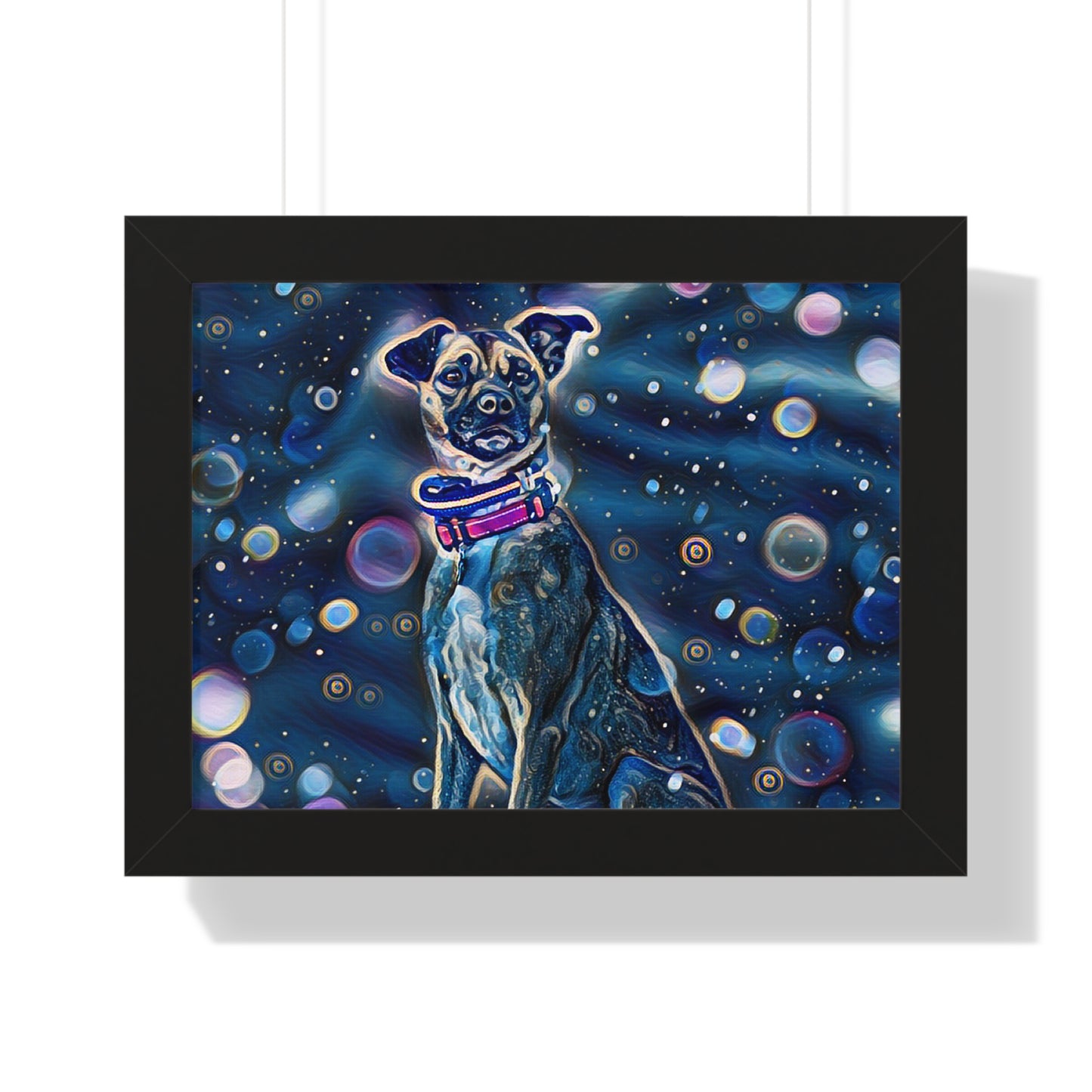 Blue Dog Framed Horizontal Poster, Pop Art Dog Print, Unique Art Dog Framed Print