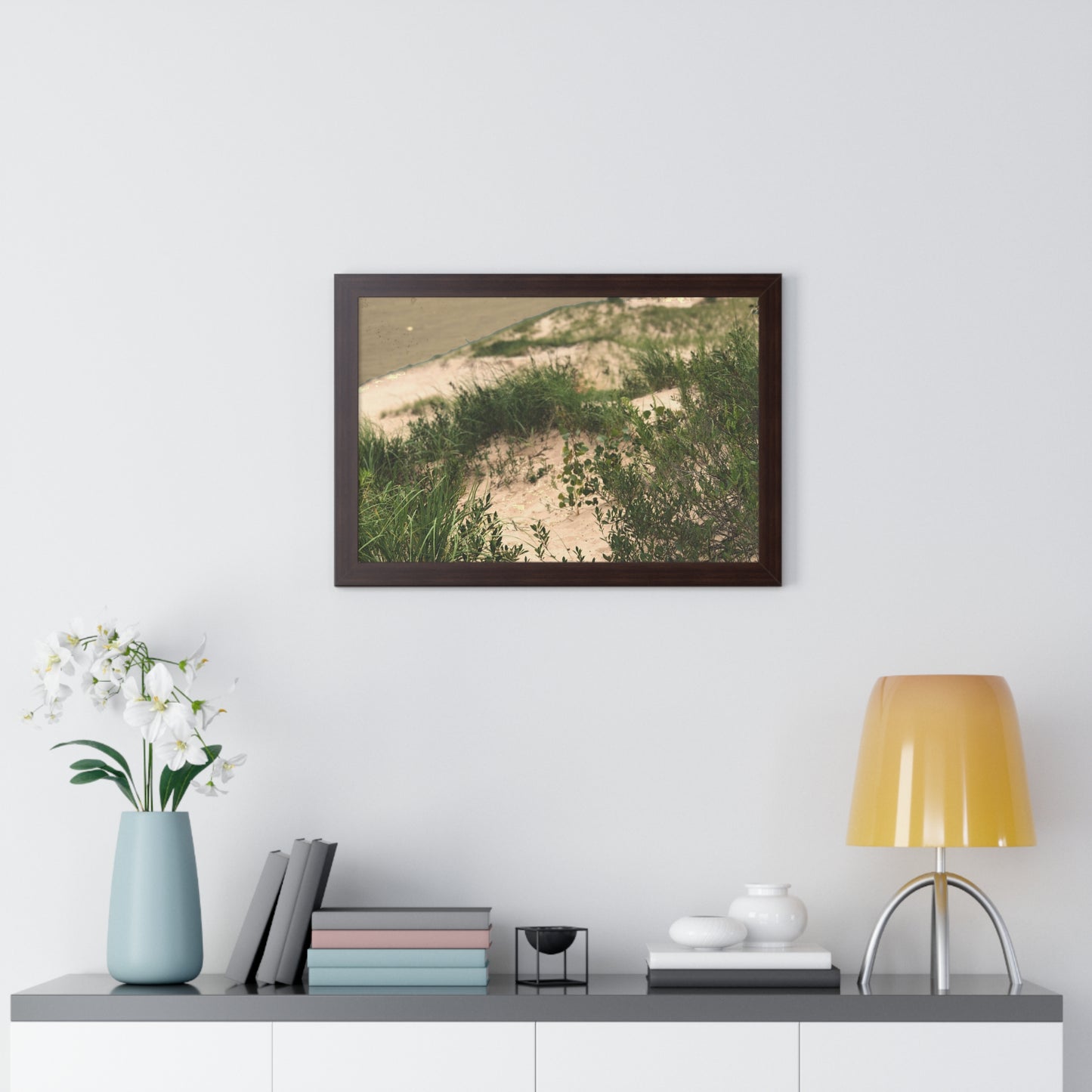 Sand Dunes Framed Horizontal Poster, Michigan Beach Framed Print, Lake Life Frame Poster