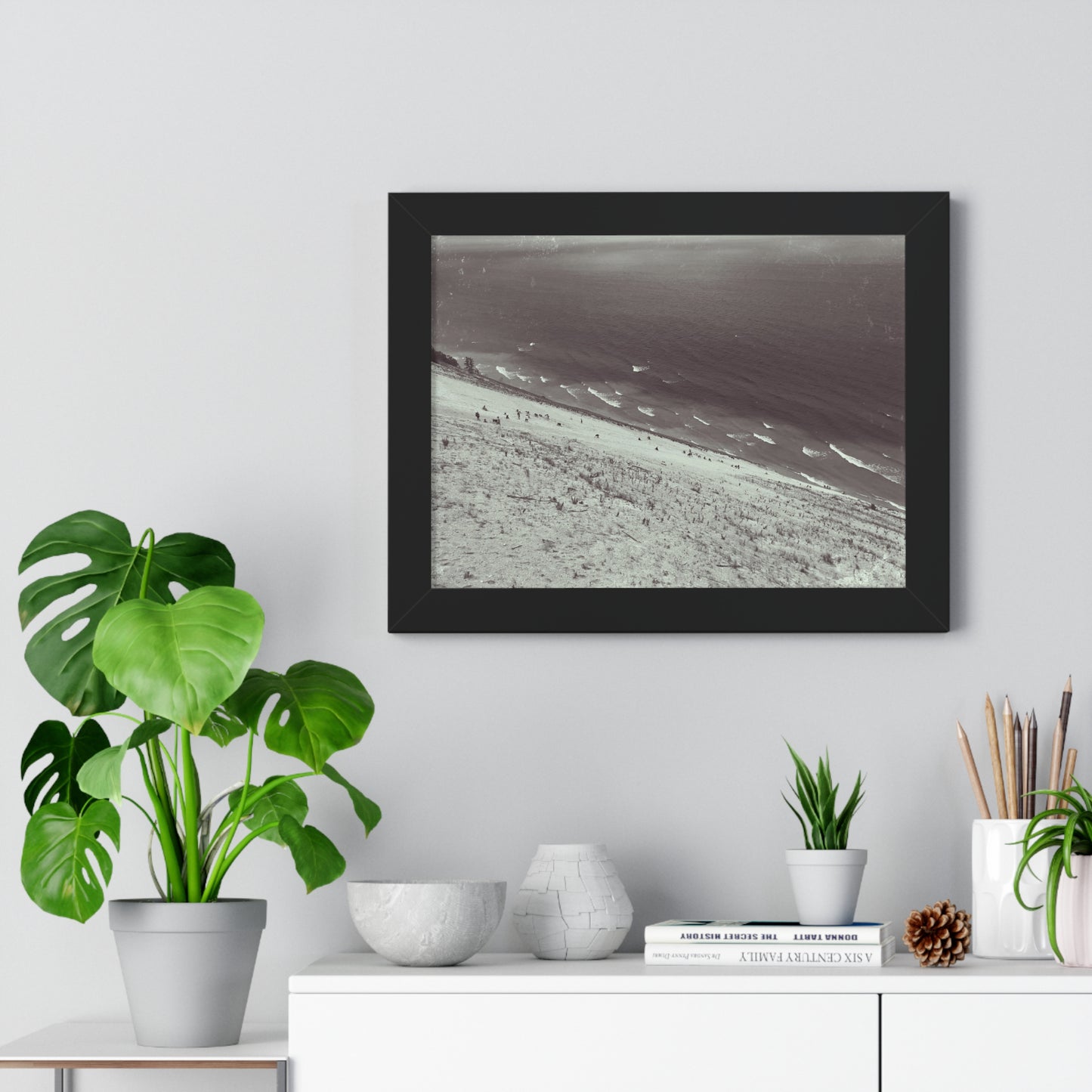 Sand Dunes Framed Horizontal Poster, Lake Michigan Beach Print, Sleeping Bear Dunes Framed Poster