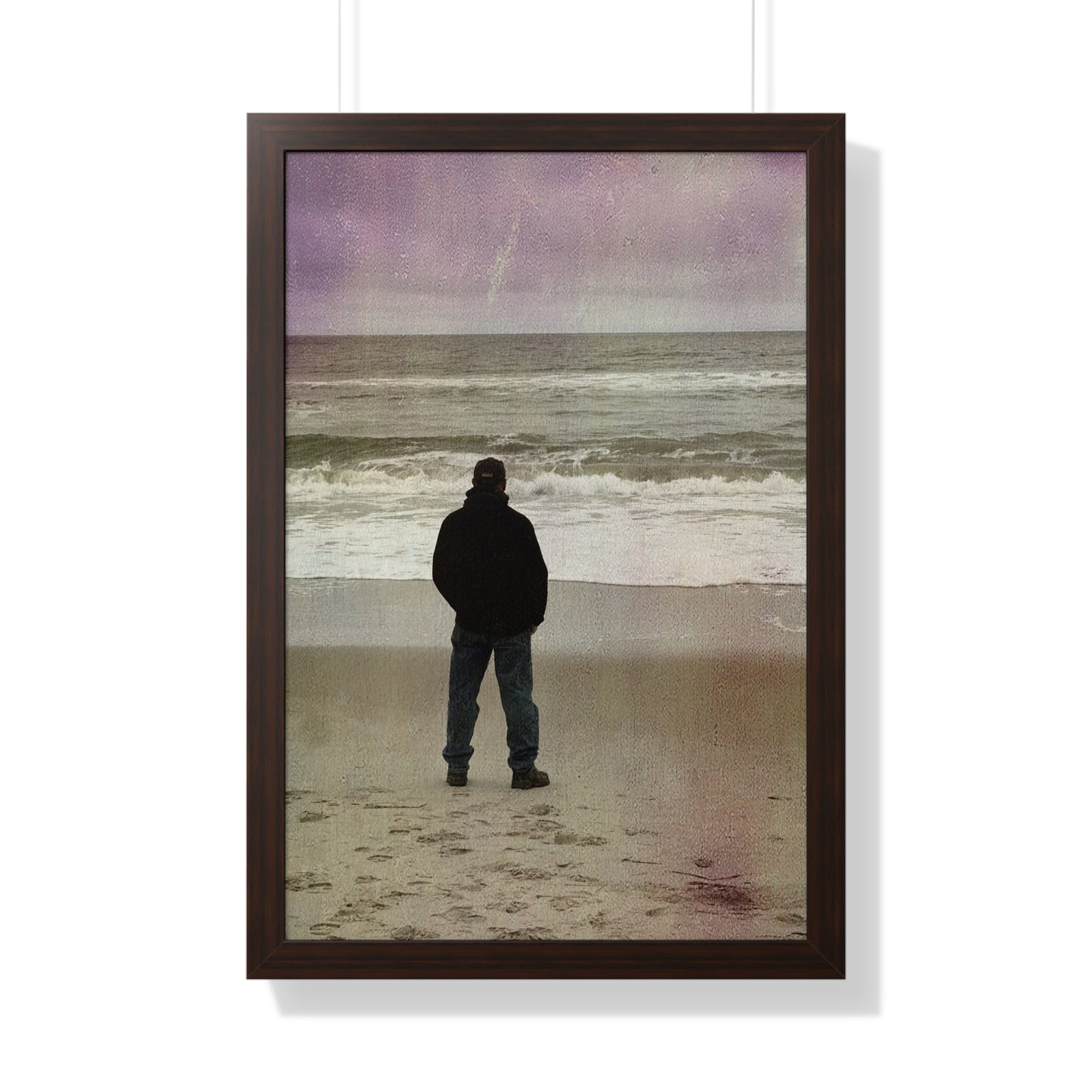 Retired Sailor Framed Vertical Poster, Ocean Beach Print, Calm Water Meditation Framed Poster