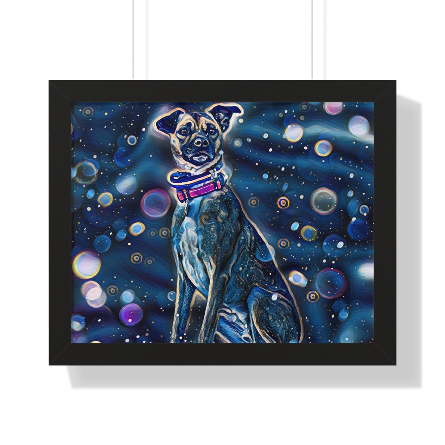 Blue Dog Framed Horizontal Poster, Pop Art Dog Print, Unique Art Dog Framed Print