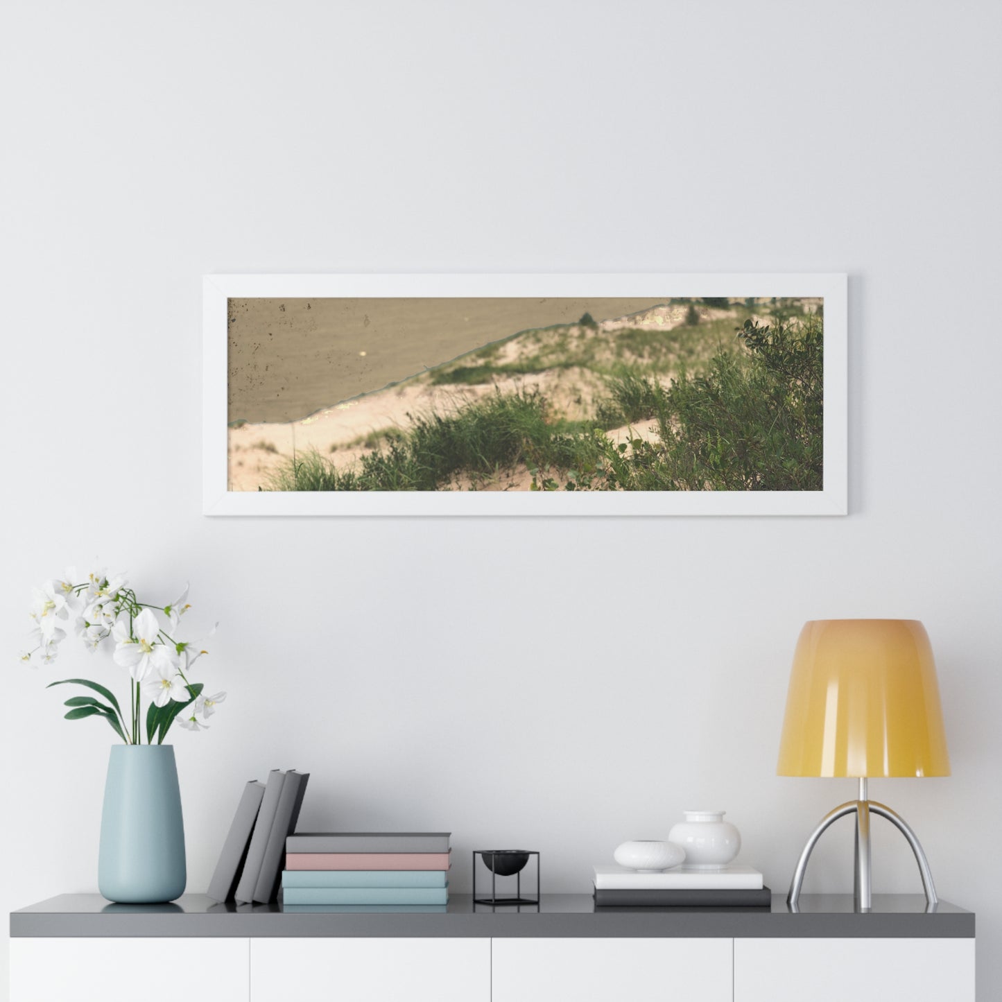 Sand Dunes Framed Horizontal Poster, Michigan Beach Framed Print, Lake Life Frame Poster