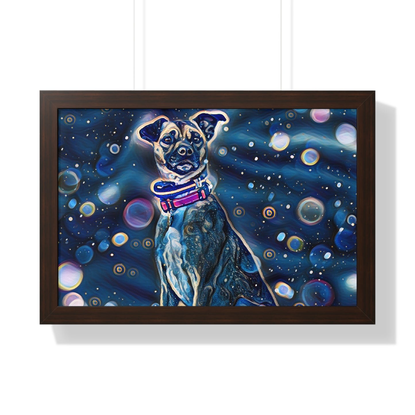 Blue Dog Framed Horizontal Poster, Pop Art Dog Print, Unique Art Dog Framed Print