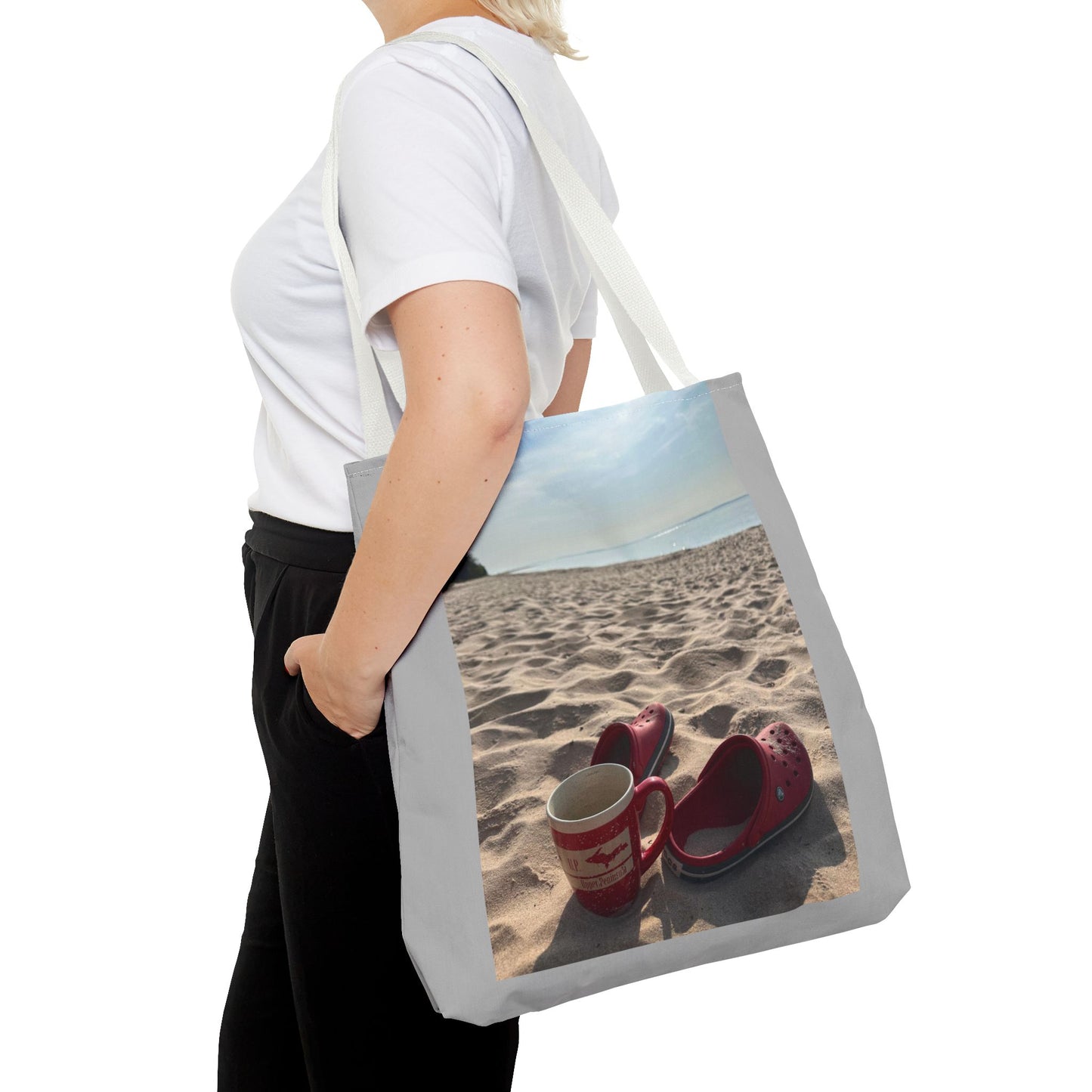 Summer Beach Tote Bag, Coffee Sunrise Tote, Lake Life Every day Bag